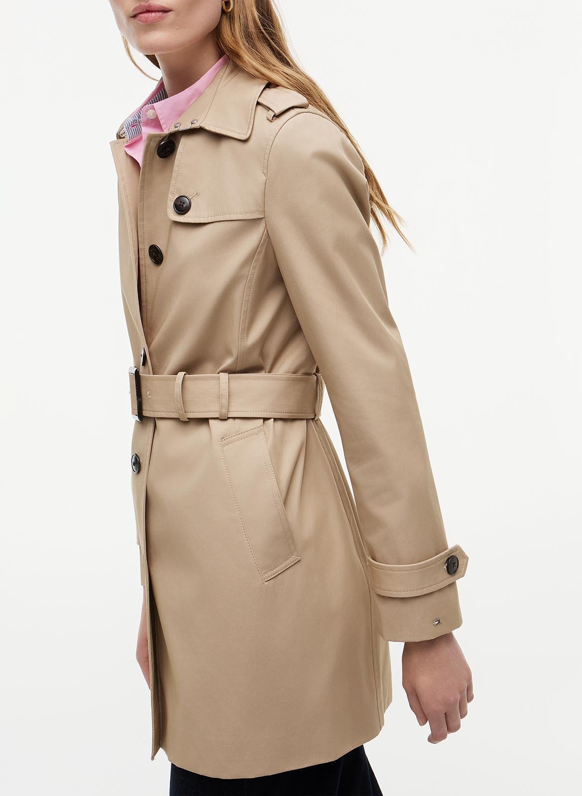 Straight trench coat in organic cotton TOMMY HILFIGER Beige