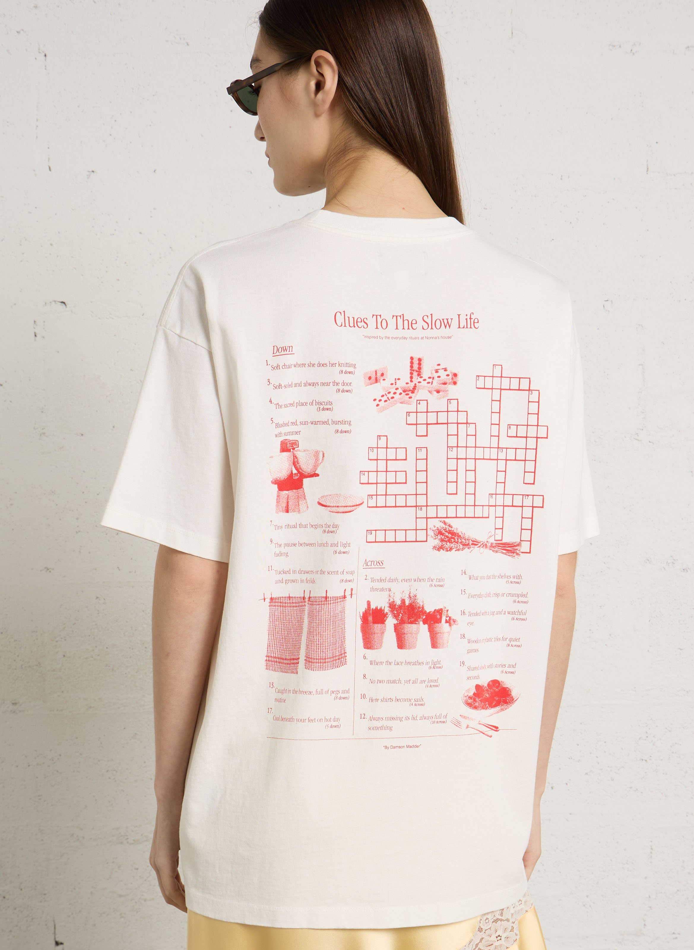 Bedrukt T-shirt met ronde hals van biologisch katoen DAMSON MADDER Wit