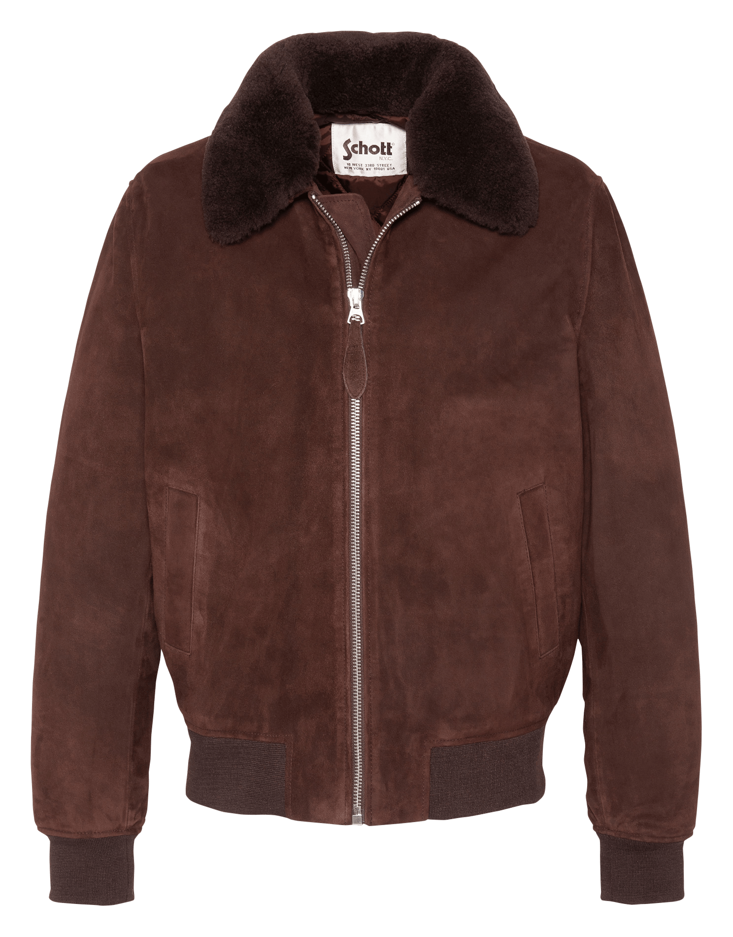 Gerader Veloursleder-Blouson SCHOTT Braun