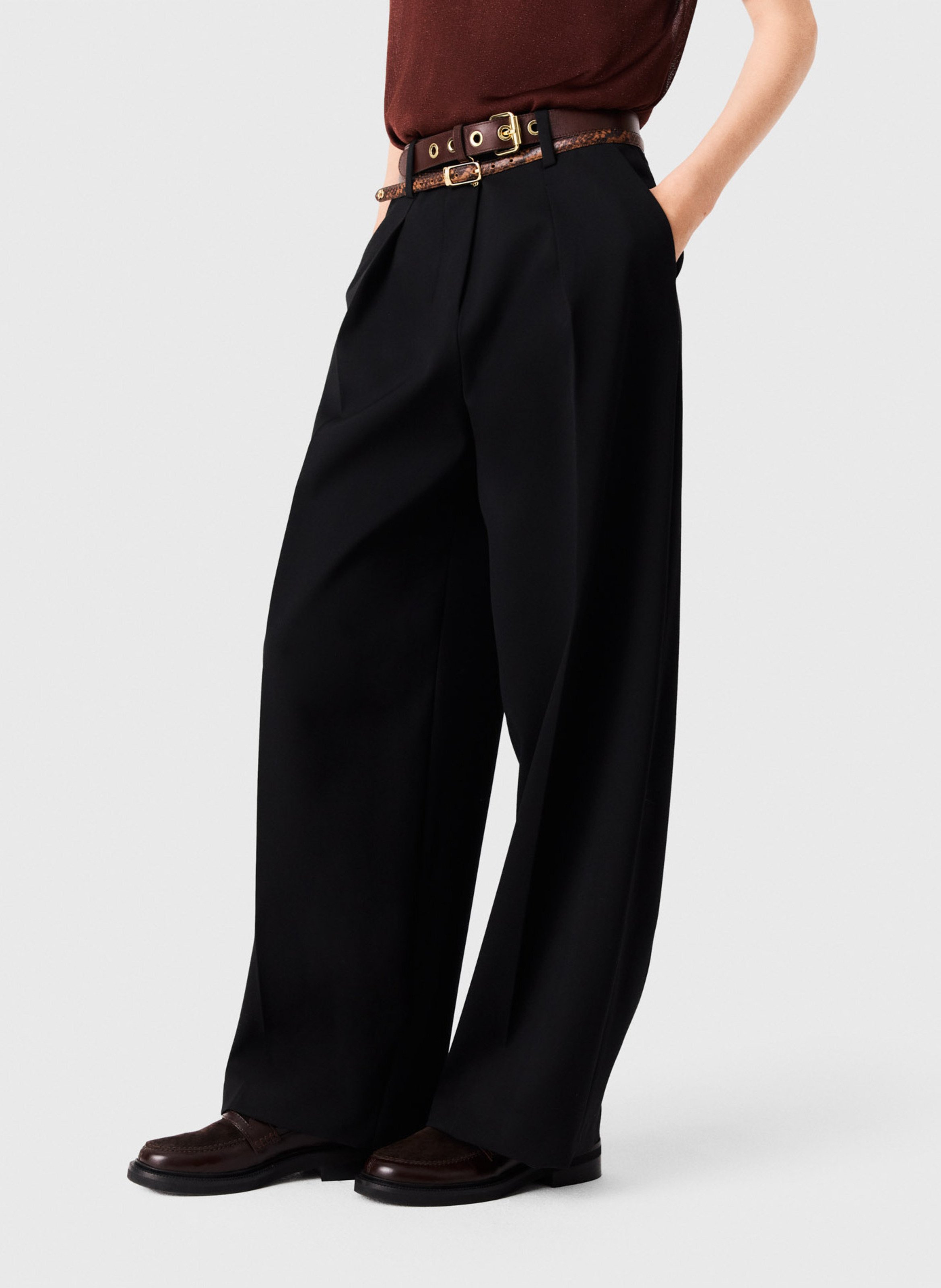 Pantalon palazzo  MAJE Noir
