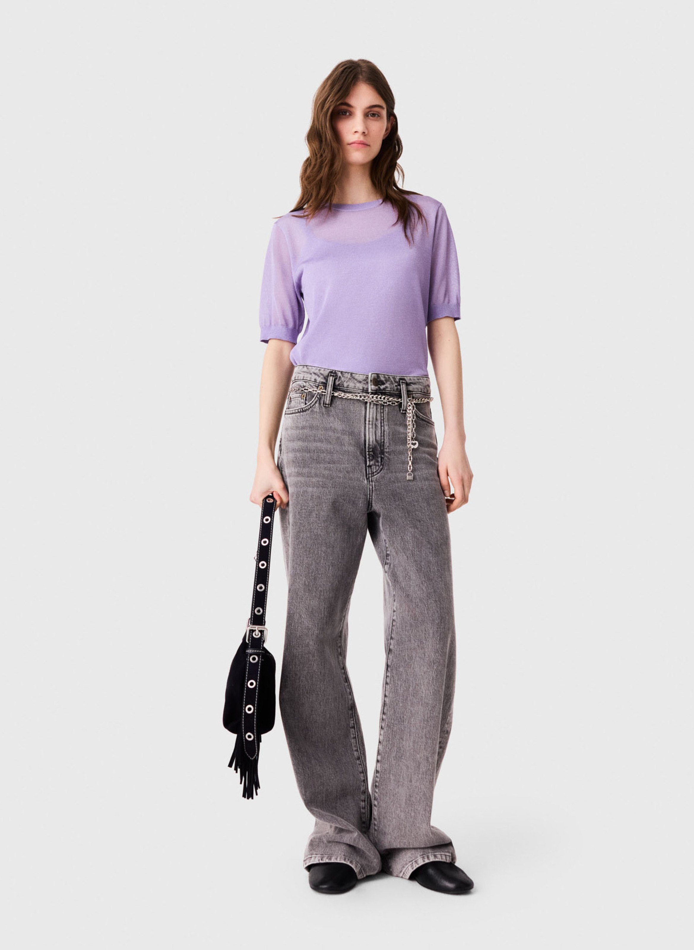 Rechte jeans - katoenblend MAJE Grijs