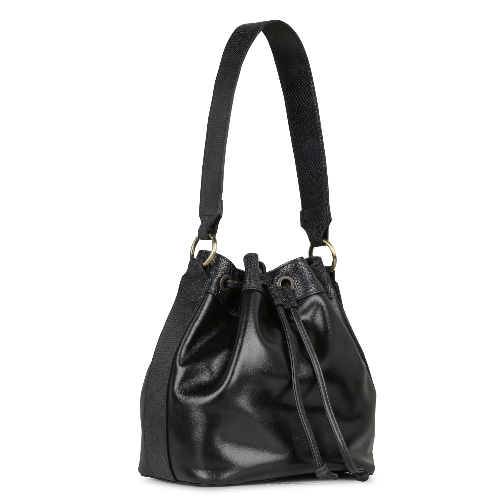 Leather bucket bag MAISON 123 Black