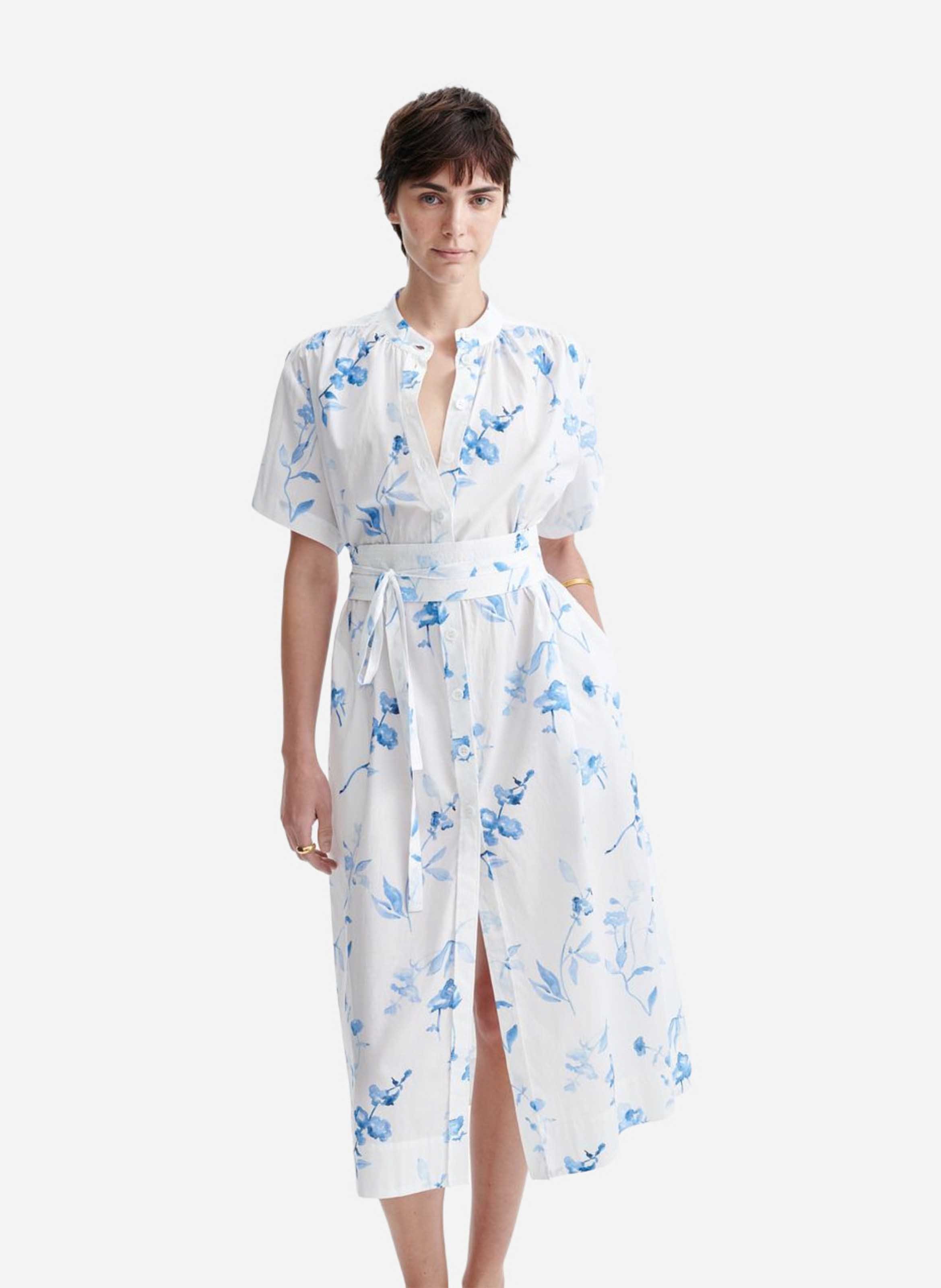 Robe chemise imprimée à ceinture VANESSA BRUNO Blanc