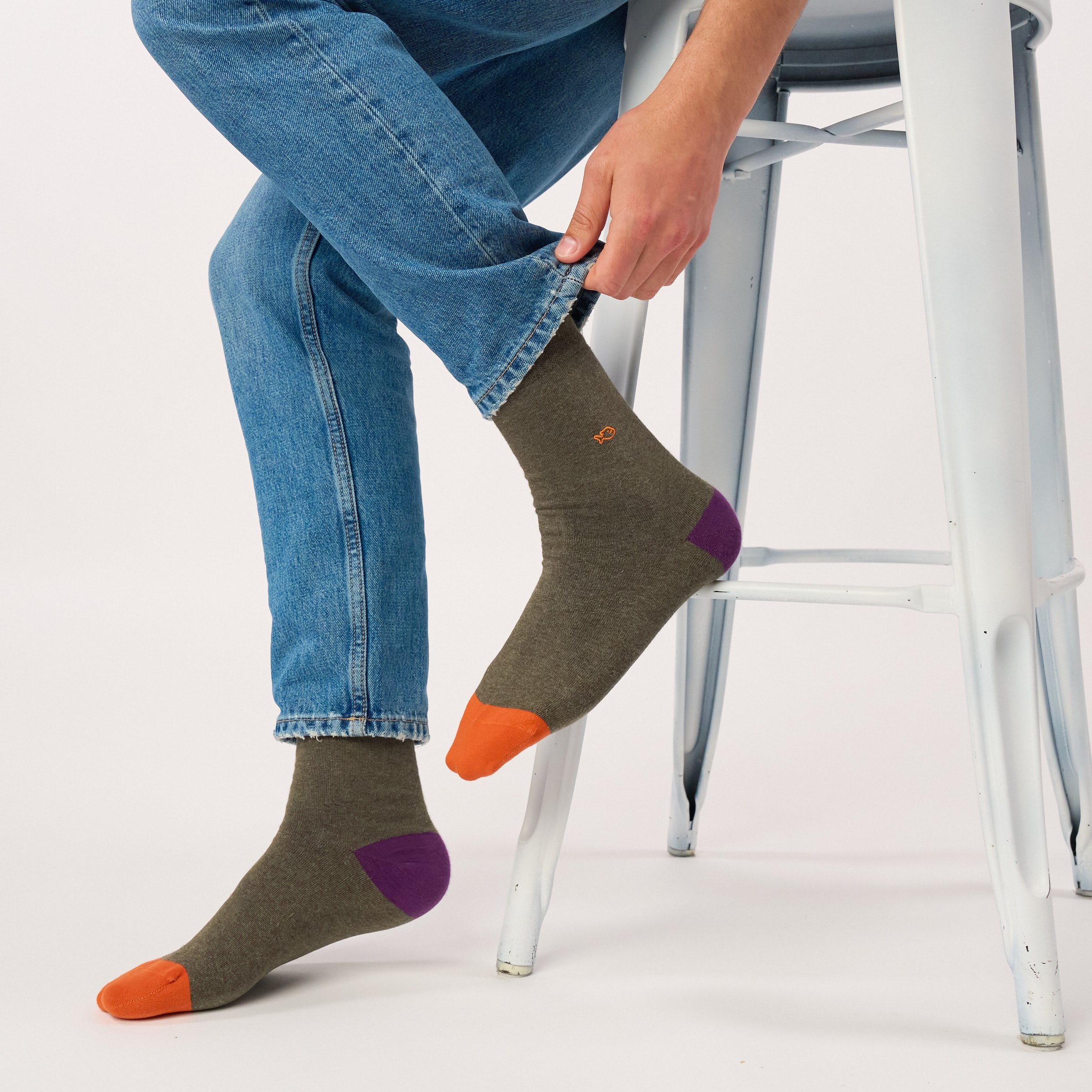 Combed cotton plain socks BILLYBELT Khaki