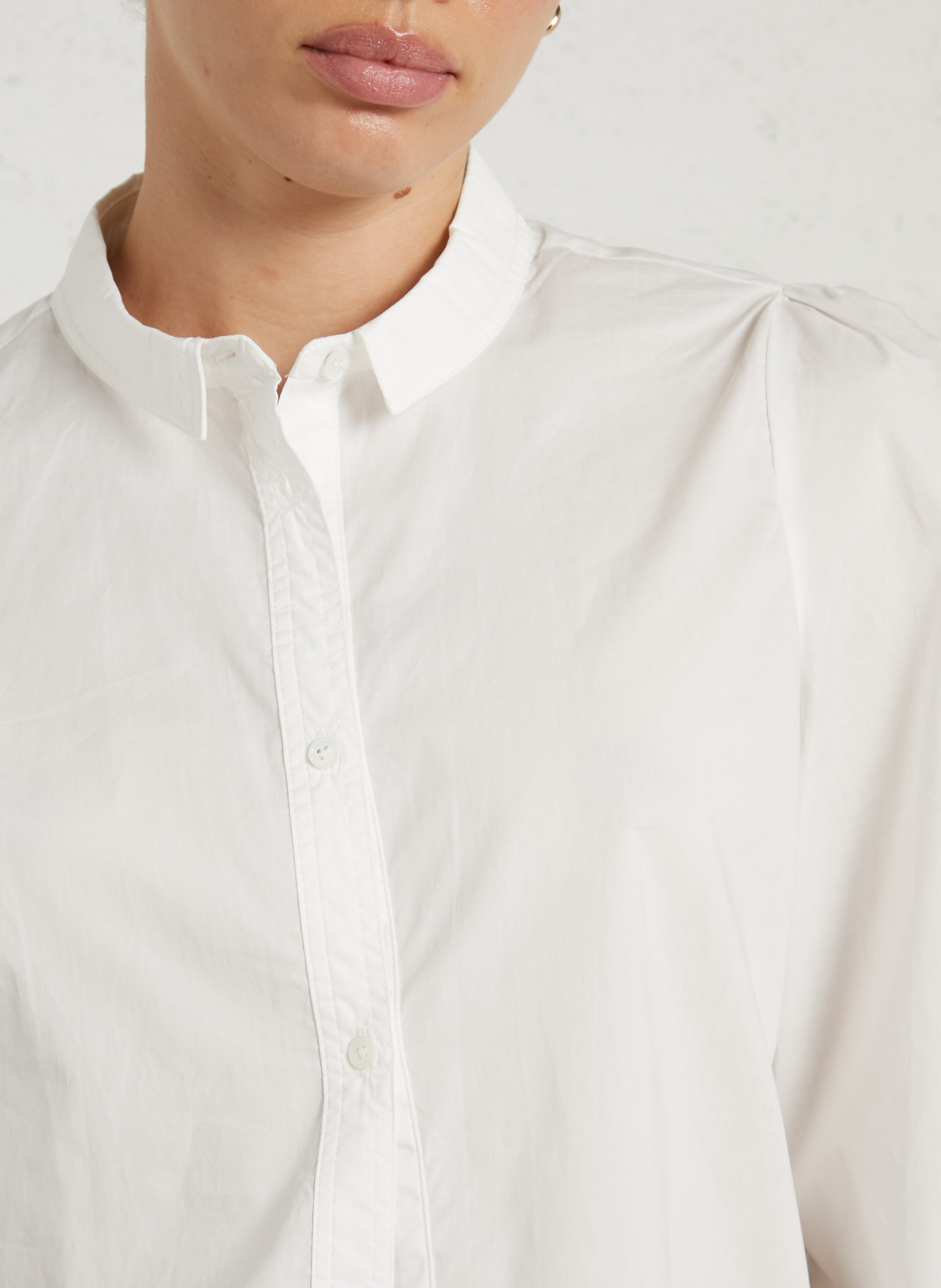Gerade Baumwoll-Bluse mit klassischem Kragen JC SOPHIE Weiss