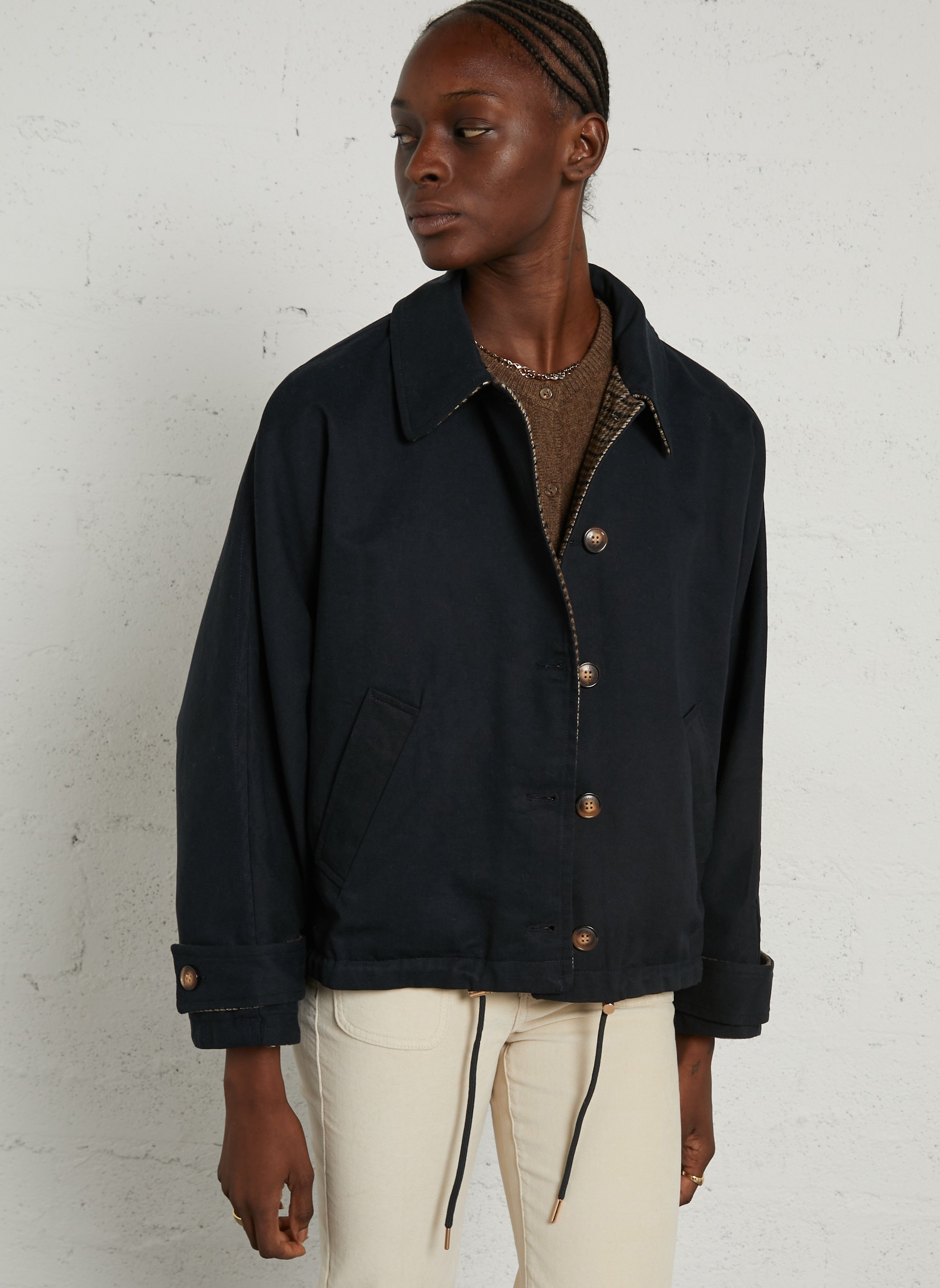 Parka col chemise en coton mélangé LA PETITE ETOILE Bleu