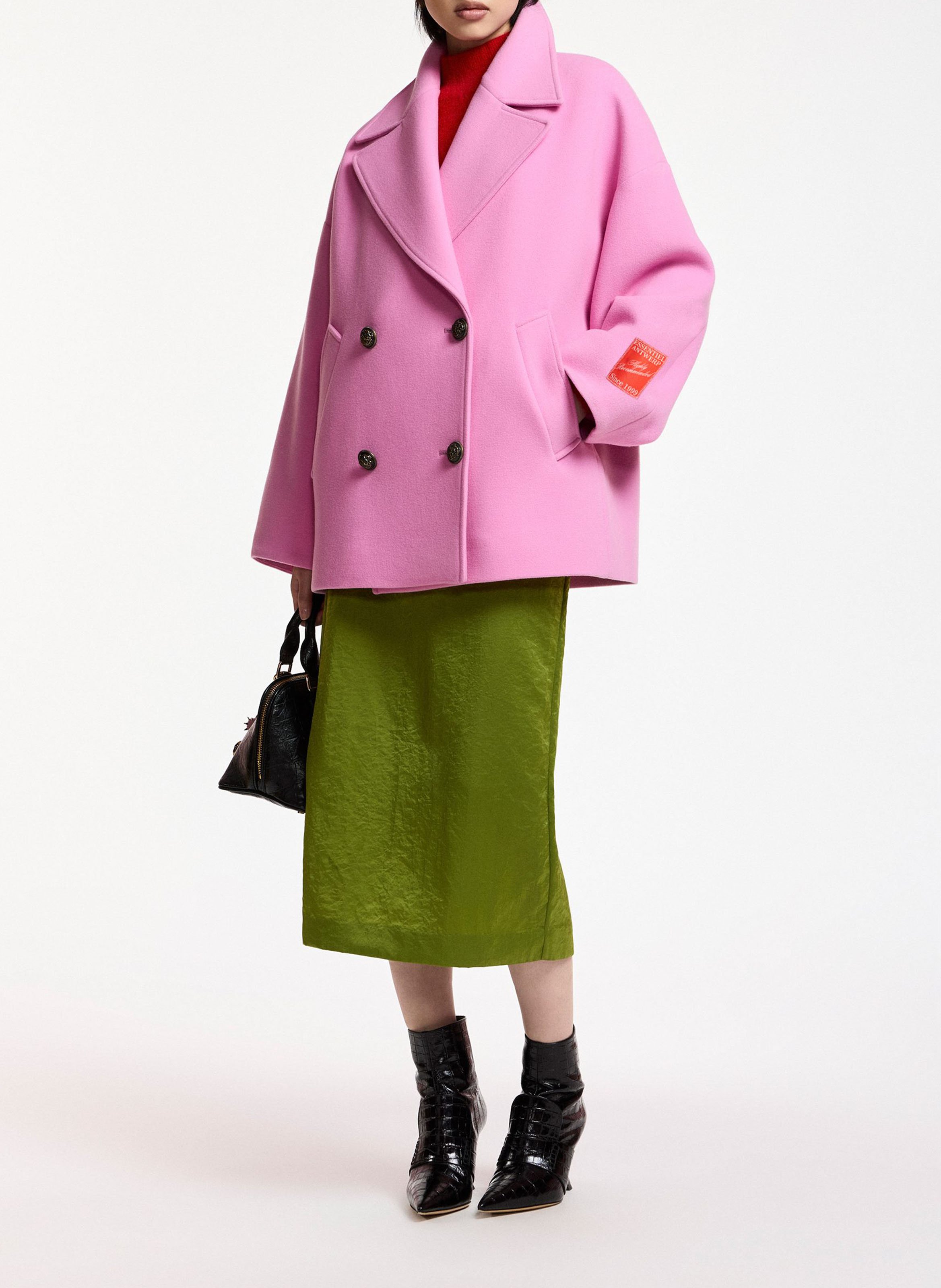 Wool tailored collar coat ESSENTIEL ANTWERP Pink