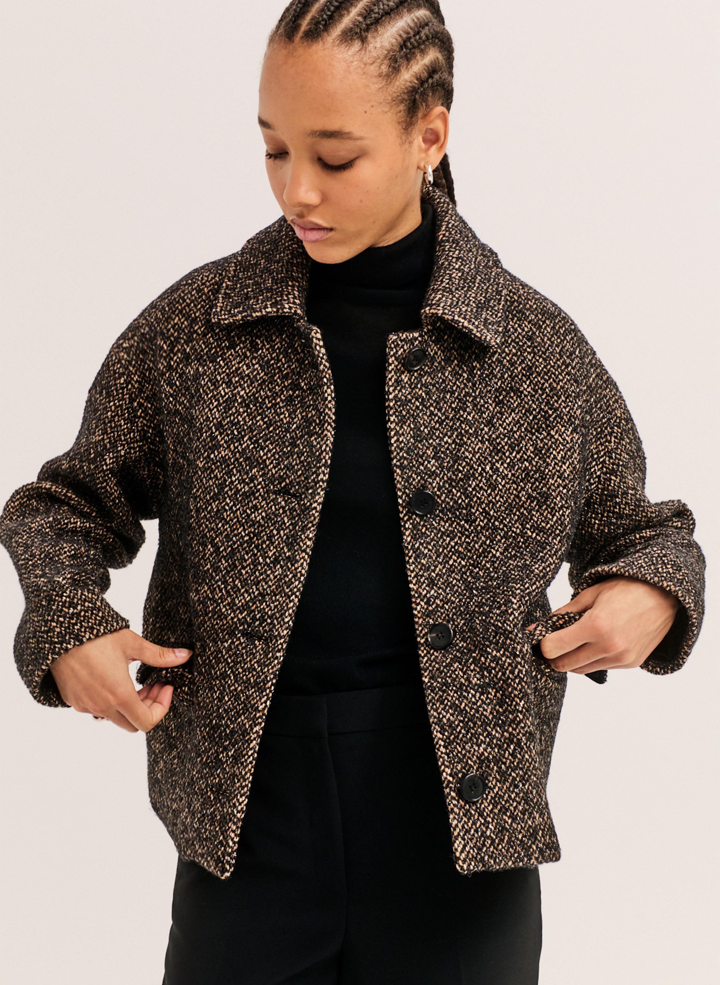 Manteau court en coton mélangé PABLO Noir