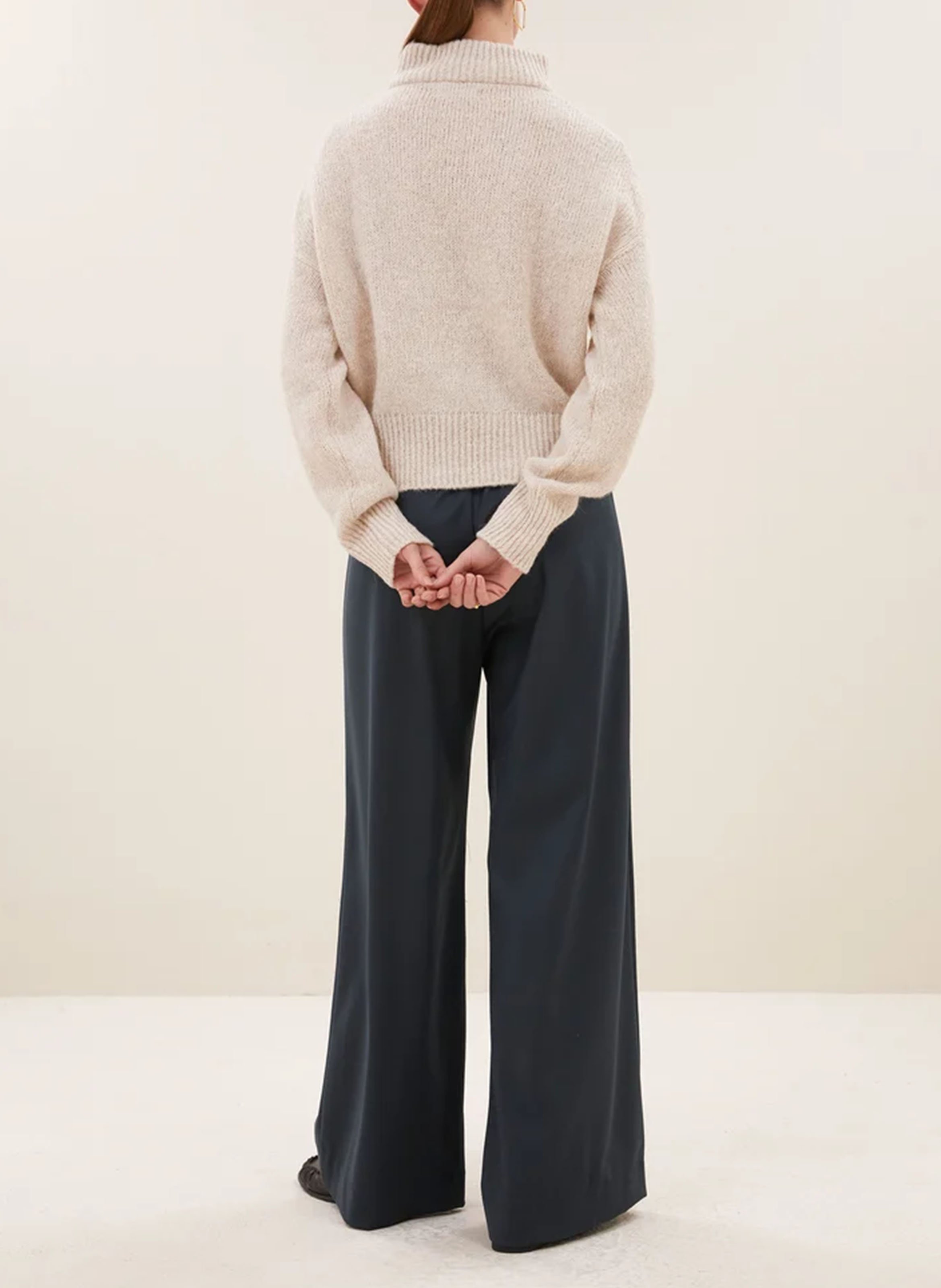 Pantalon taille haute large uni BY BAR Vert