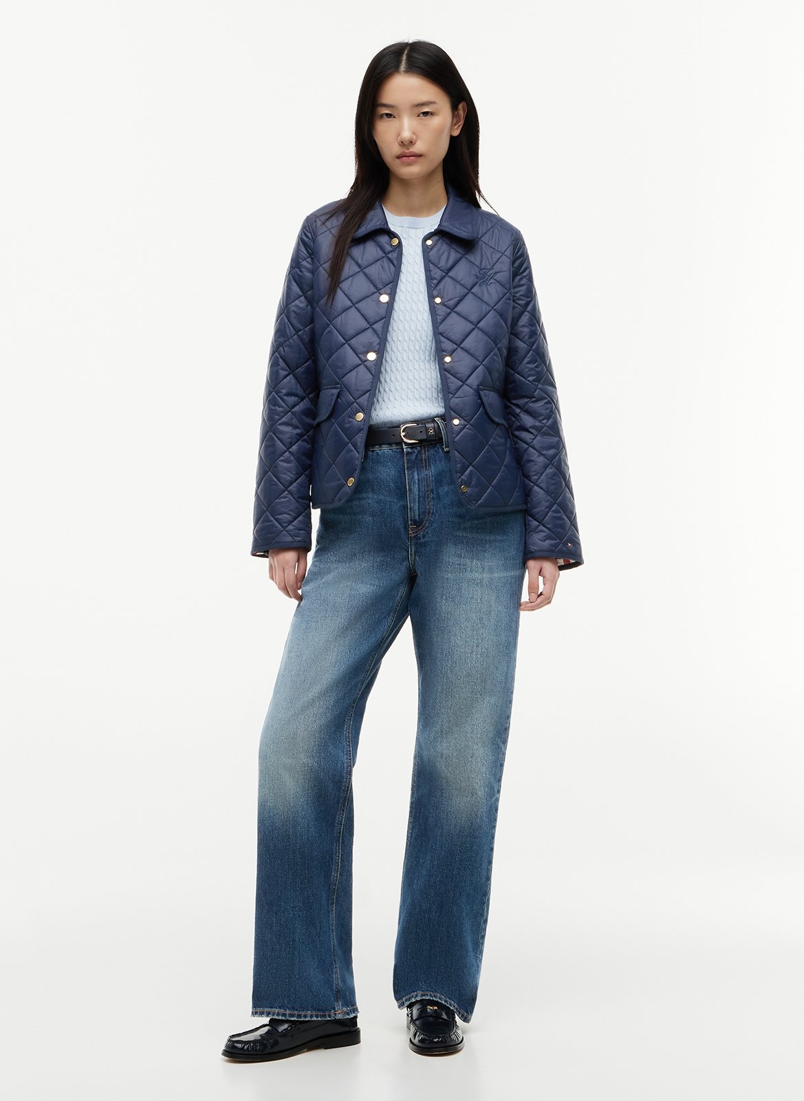 Quilted straight-cut jacket TOMMY HILFIGER Blue