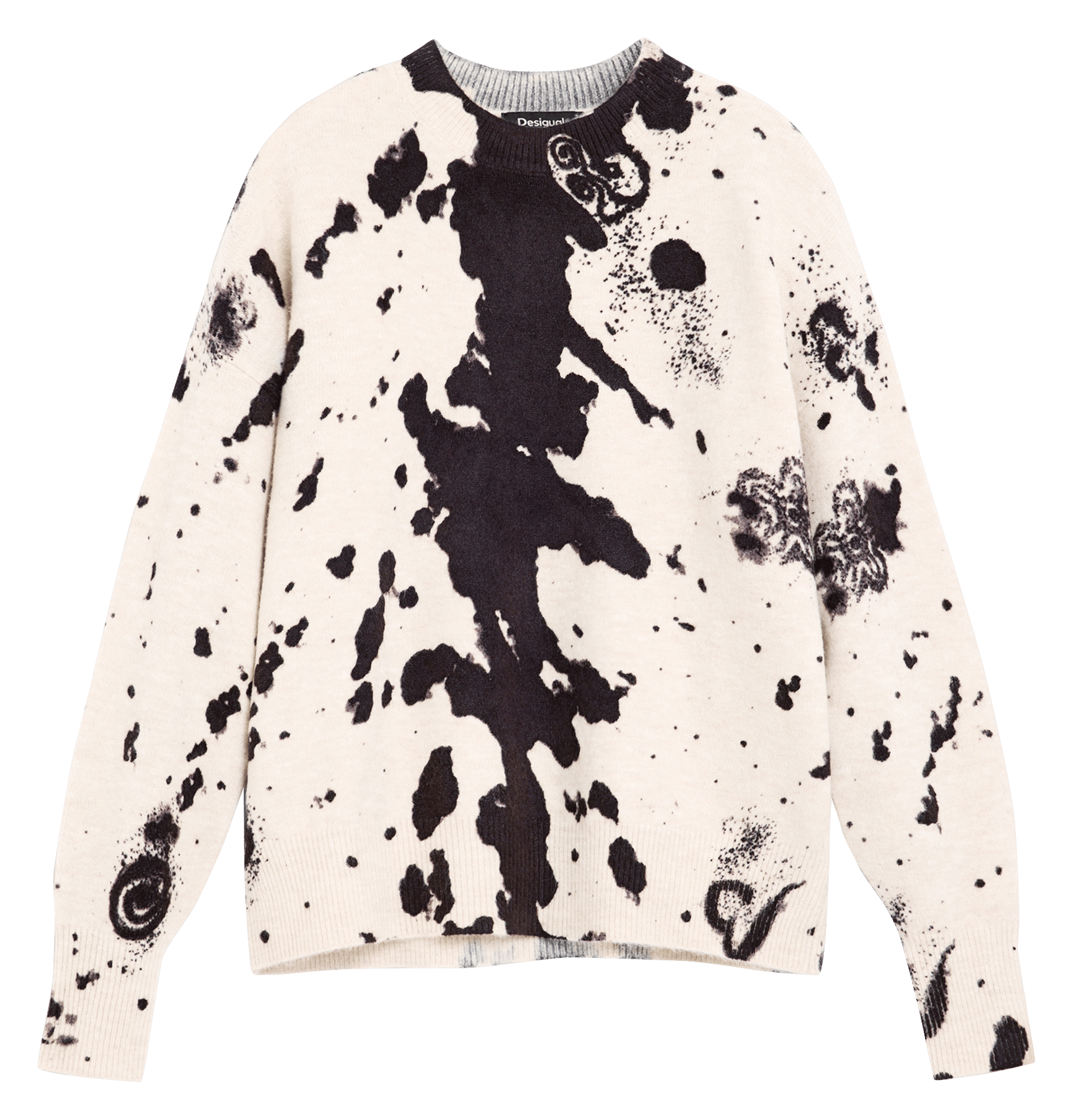 Round neck sweater with animal print DESIGUAL White