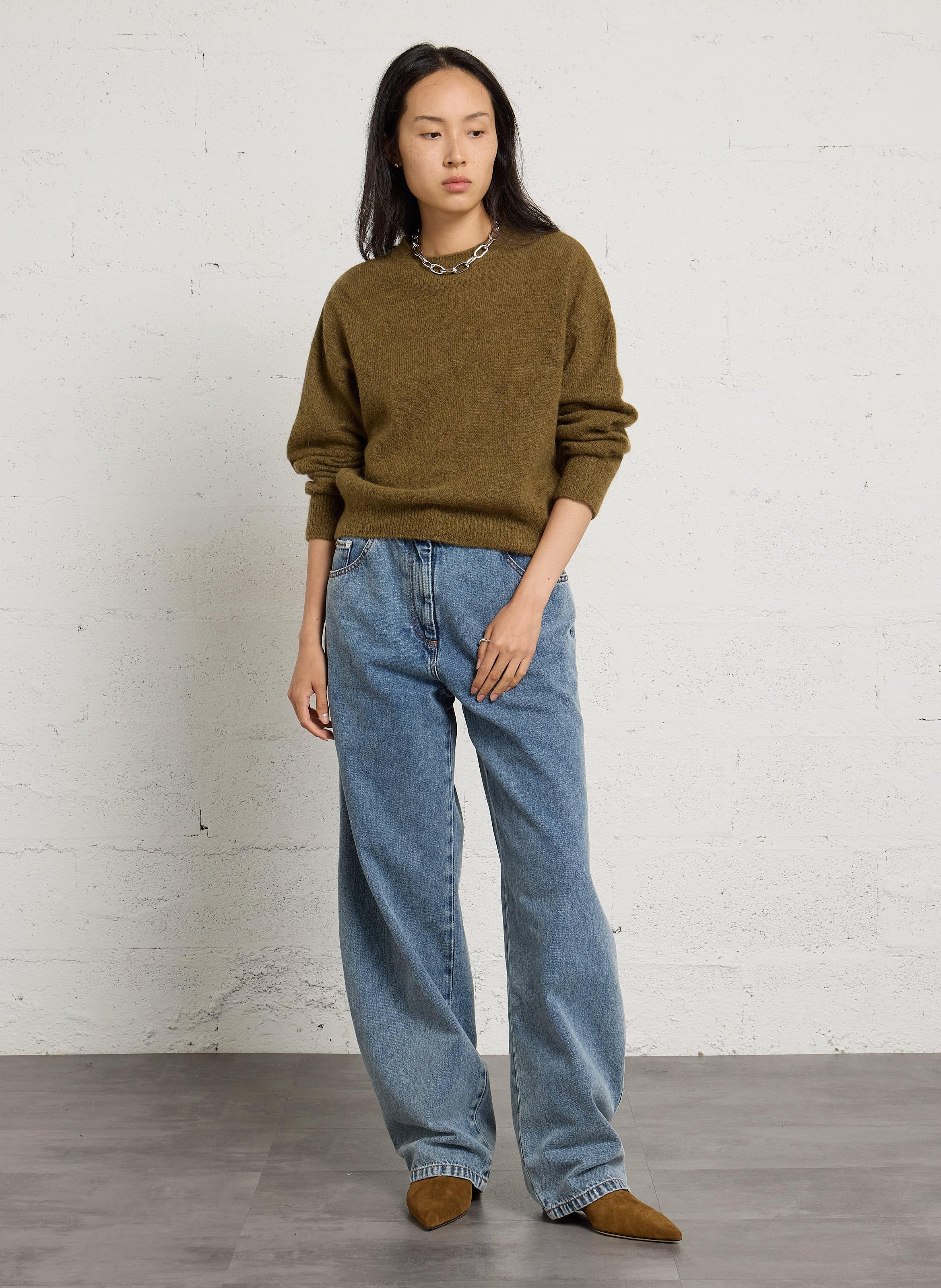 Trui met ronde hals | wolblend MASSCOB Kaki