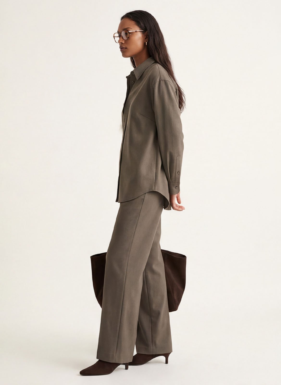 Pantalon droit large uni | Marron KOOKAI Femme