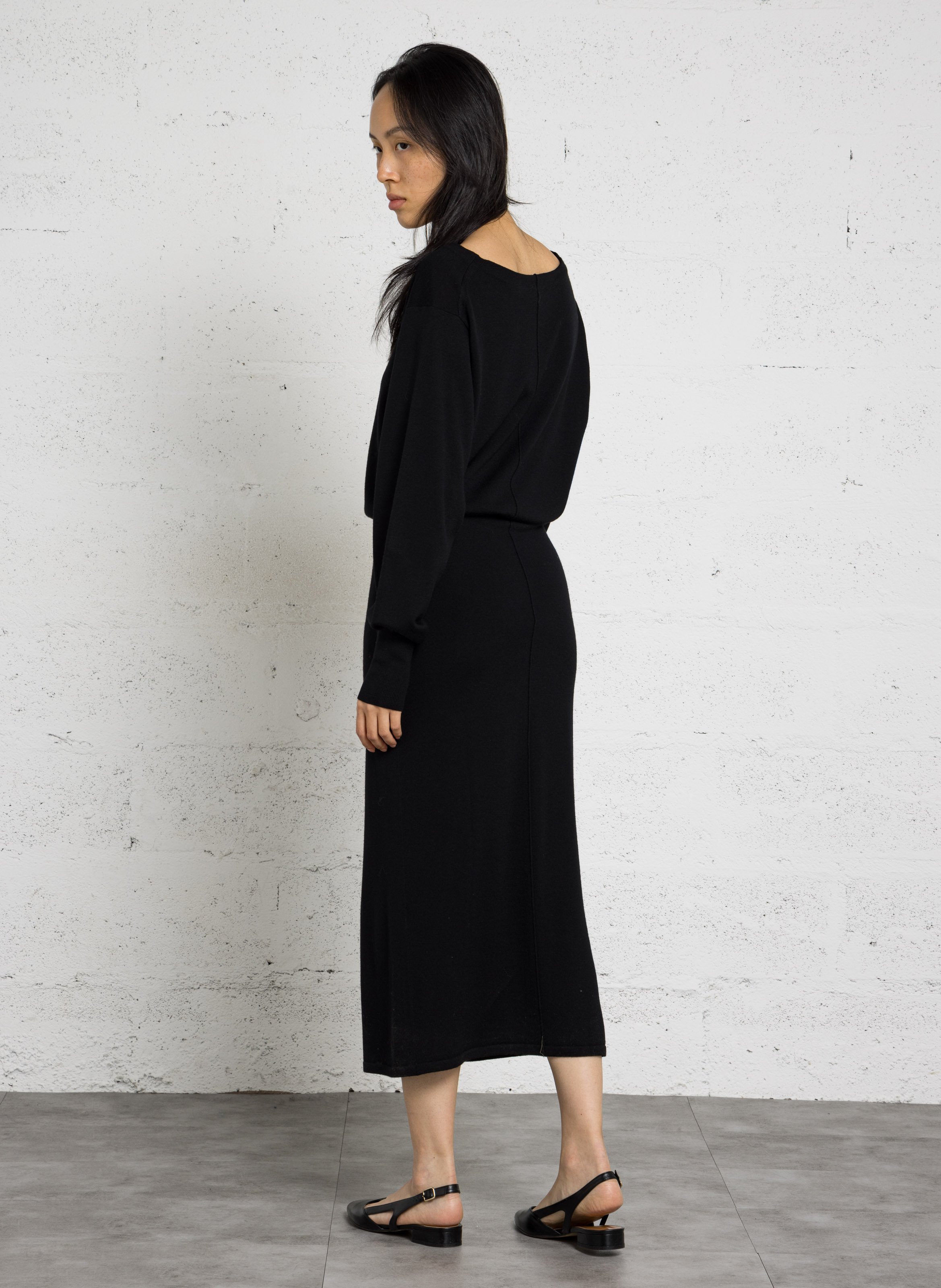 Robe longue en laine SOEUR Noir