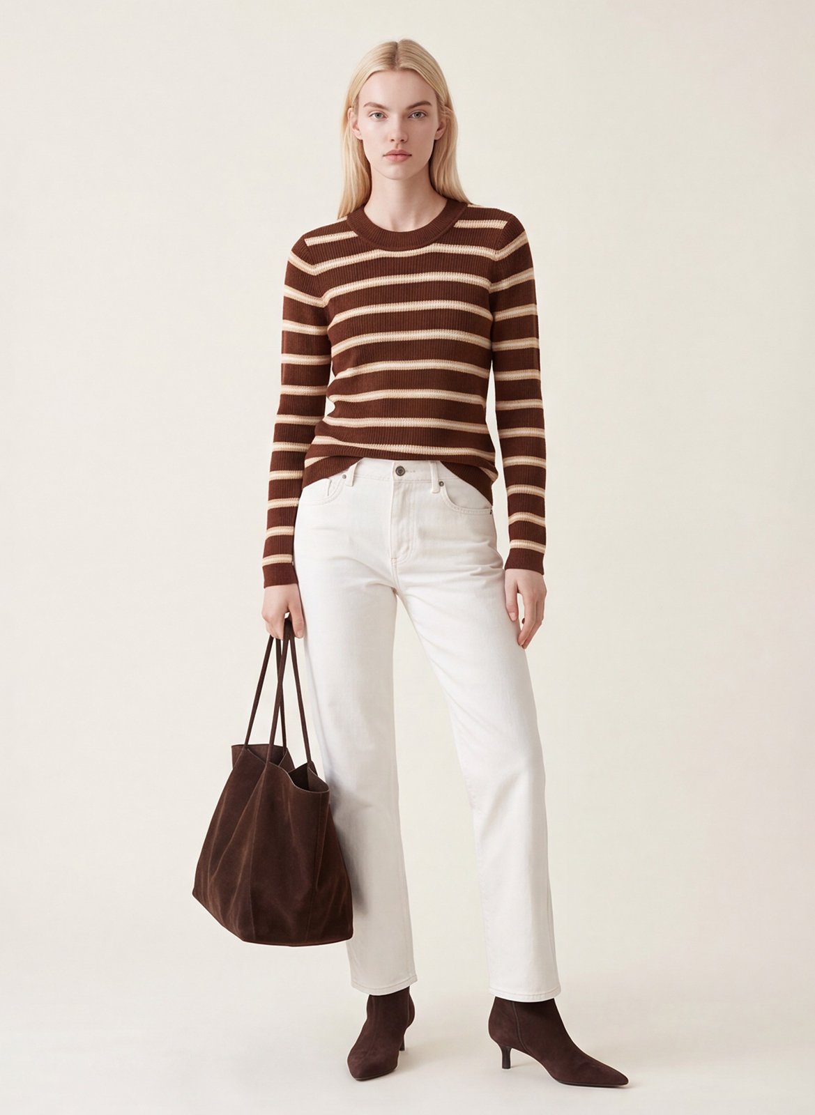 Pull col rond en laine mélangée | Marron KOOKAI Femme