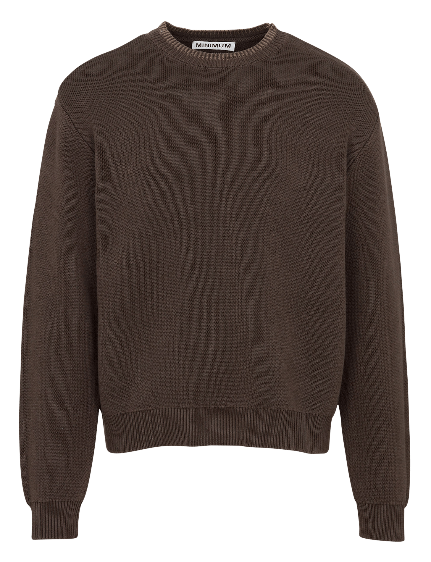 Loose-fit round-neck cotton sweater MINIMUM Brown