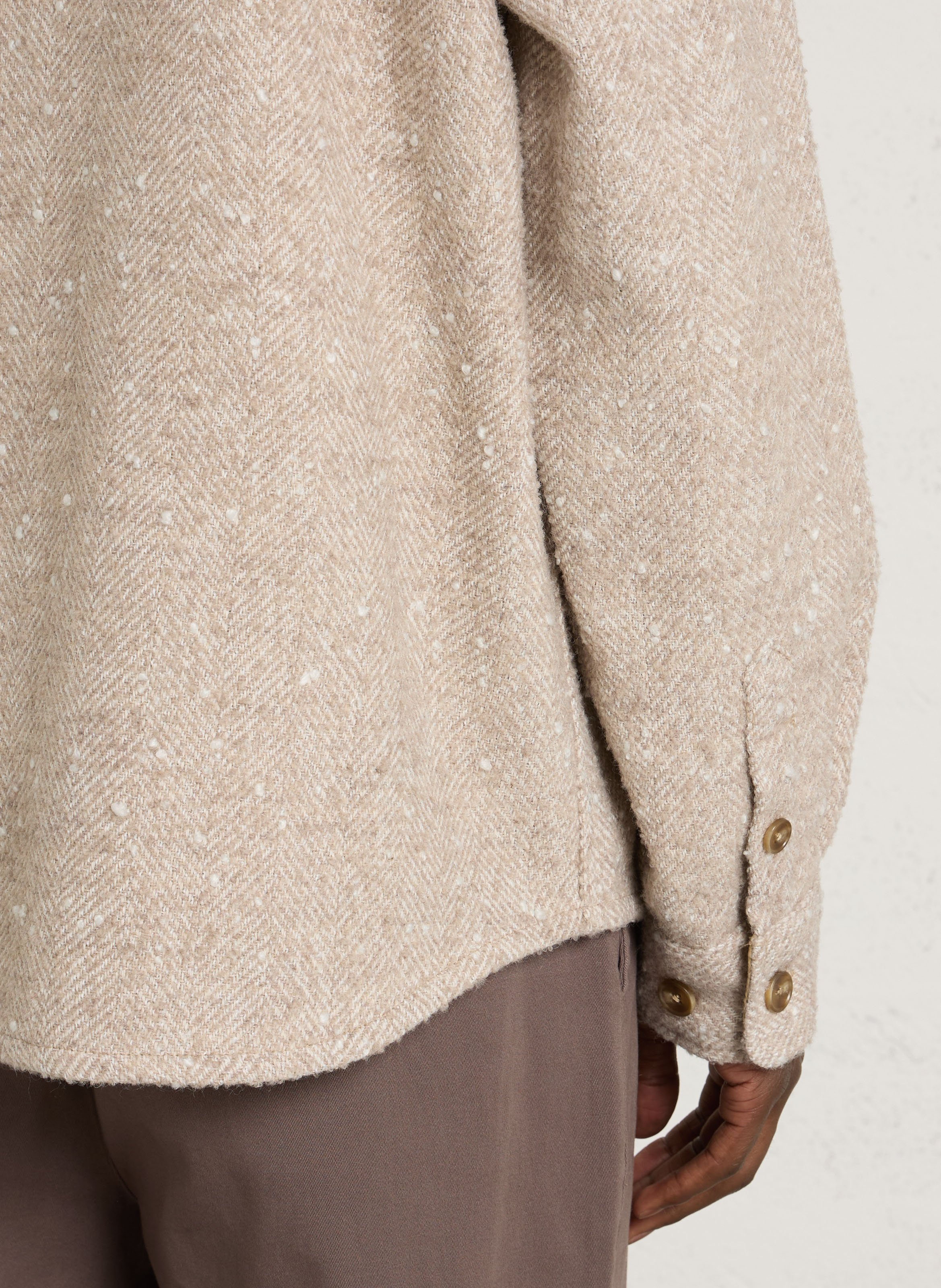 Straight herringbone overshirt with classic collar MINIMUM Beige
