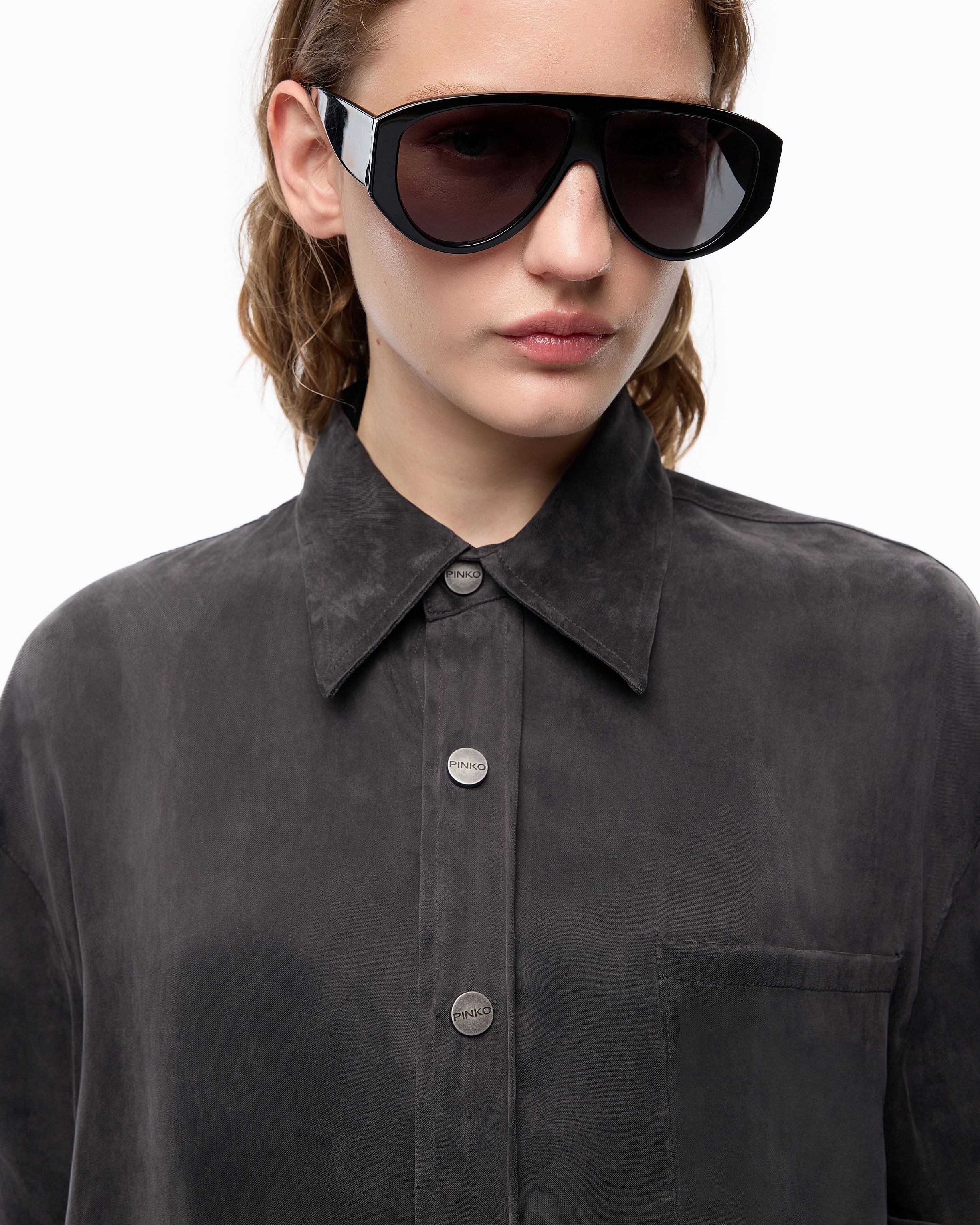 Peach-skin twill shirt | Black PINKO Women