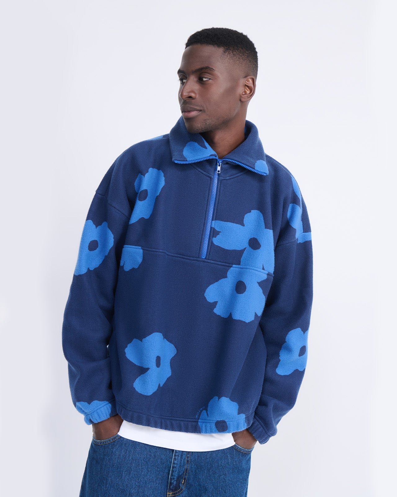 Floral-print recycled fleece sweatshirt EMOI EMOI Blue