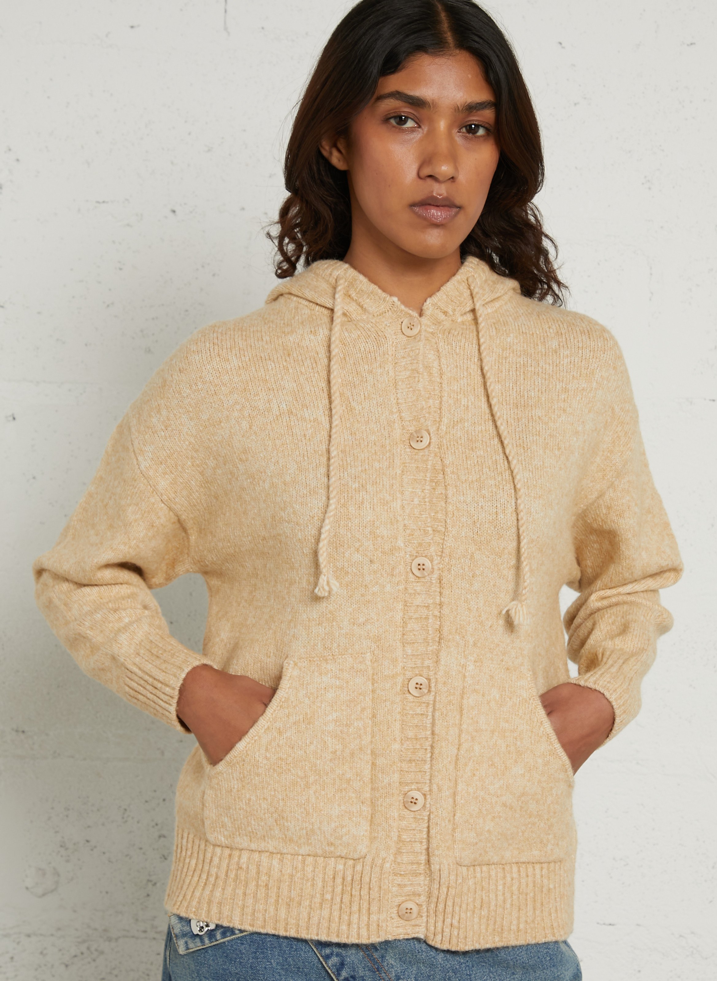Gerade geschnittene Kapuzenstrickjacke SUD EXPRESS