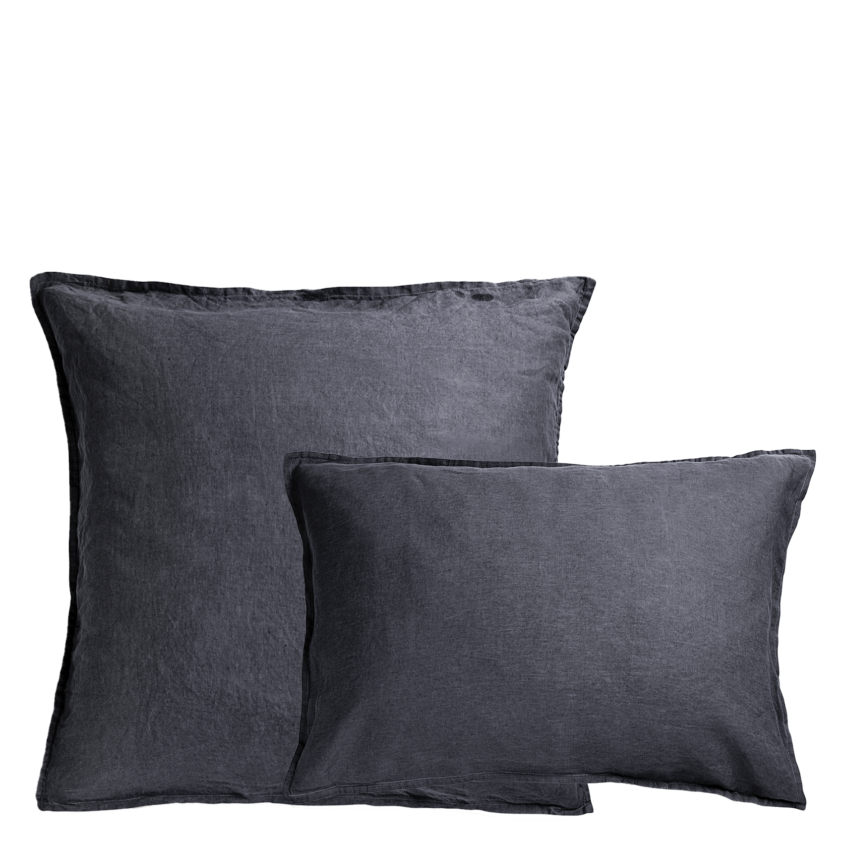 Kussensloop van stonewashed linnen  Anthracite