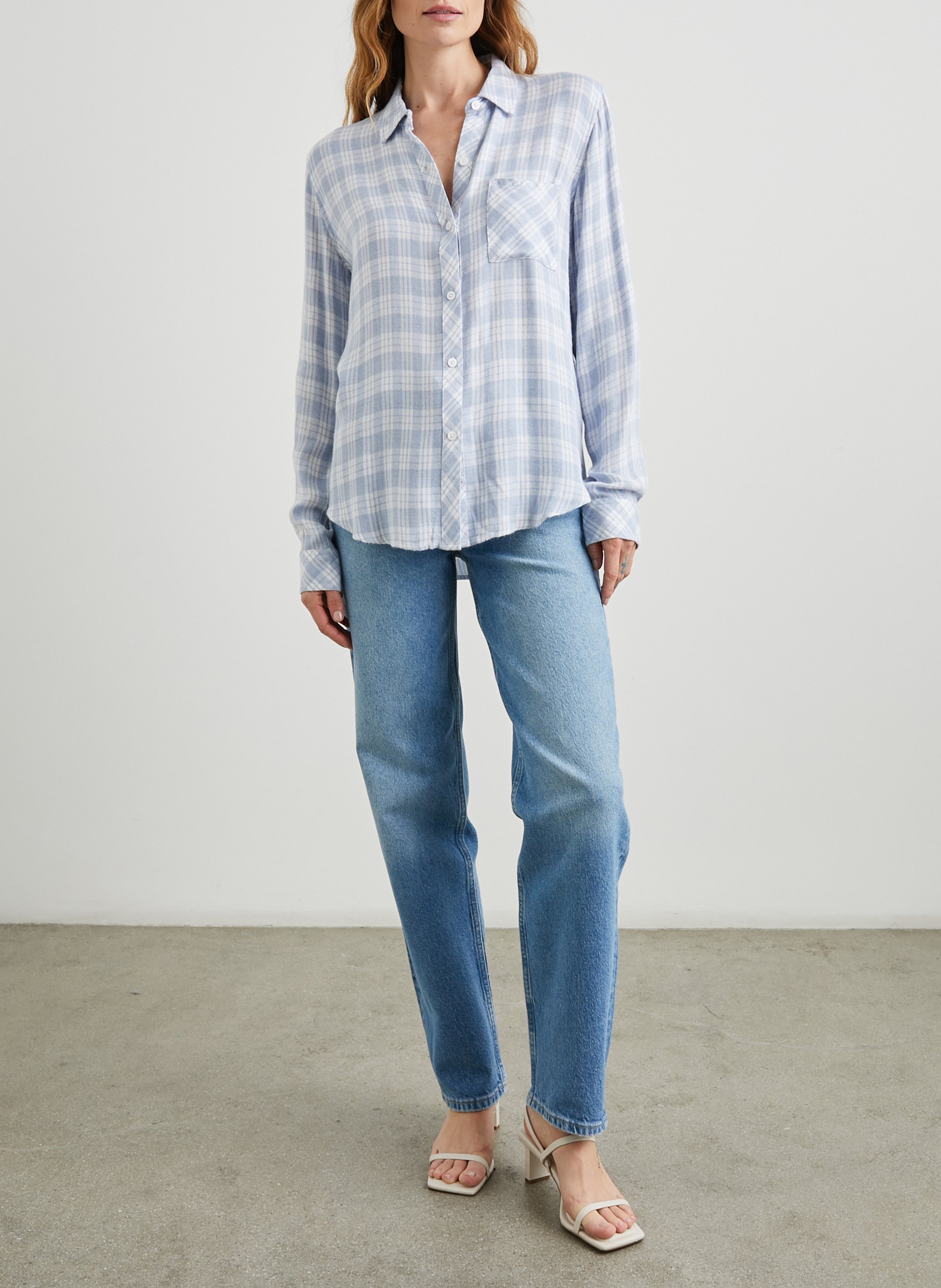 Chemise droite à carreaux RAILS Bleu