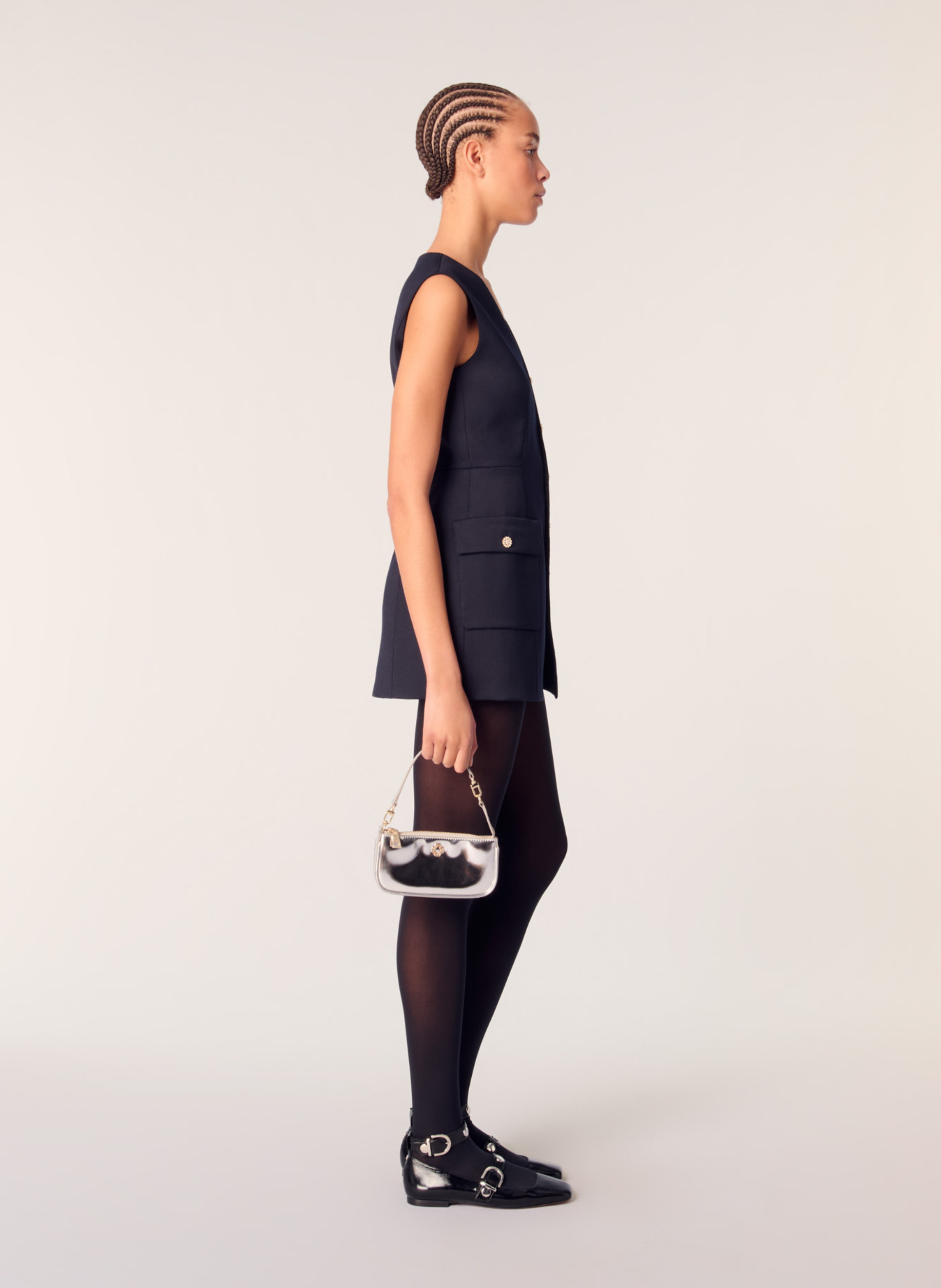 Robe cintrée col V MAJE Bleu