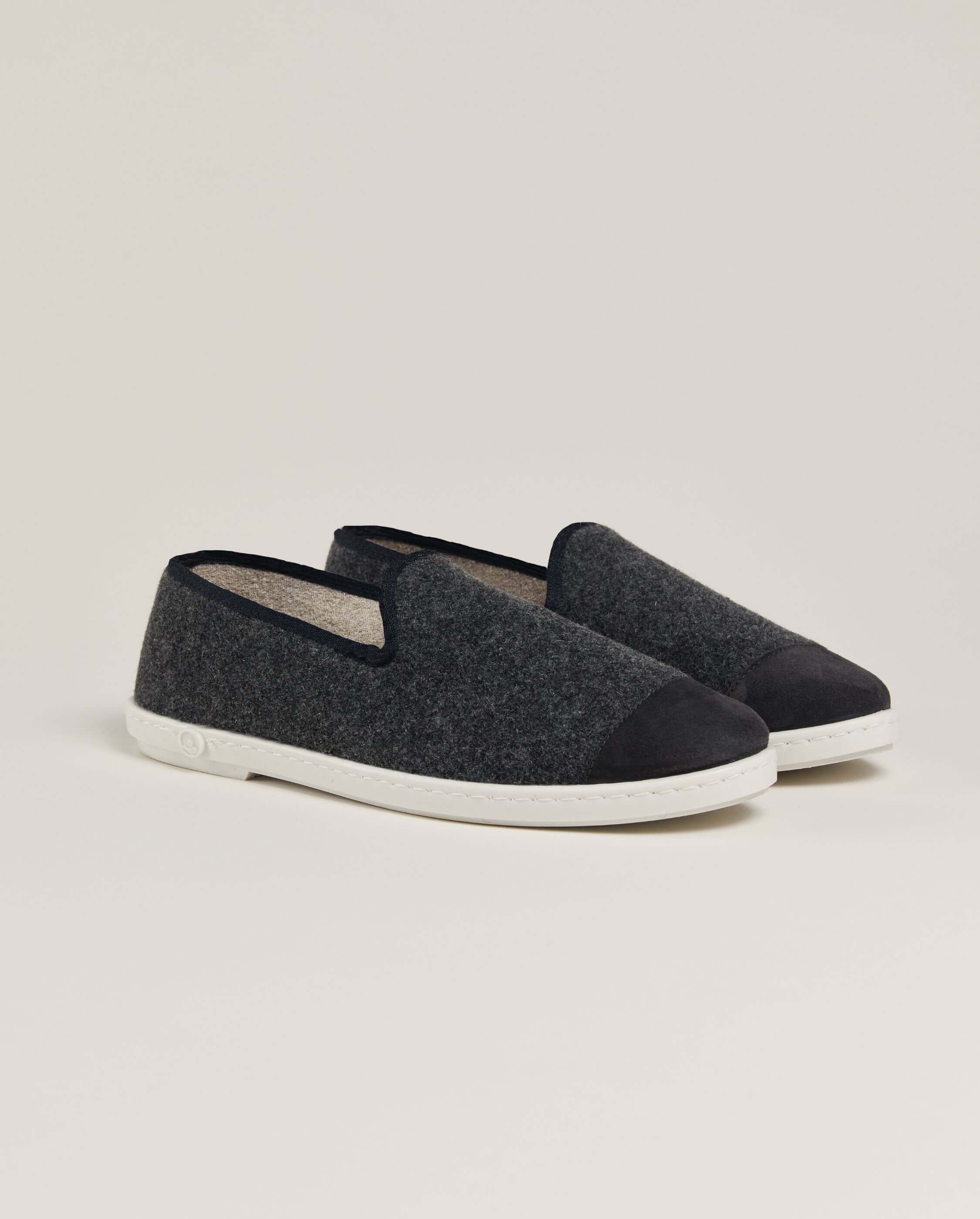 Men's wool slippers, gray black ANGARDE Grey