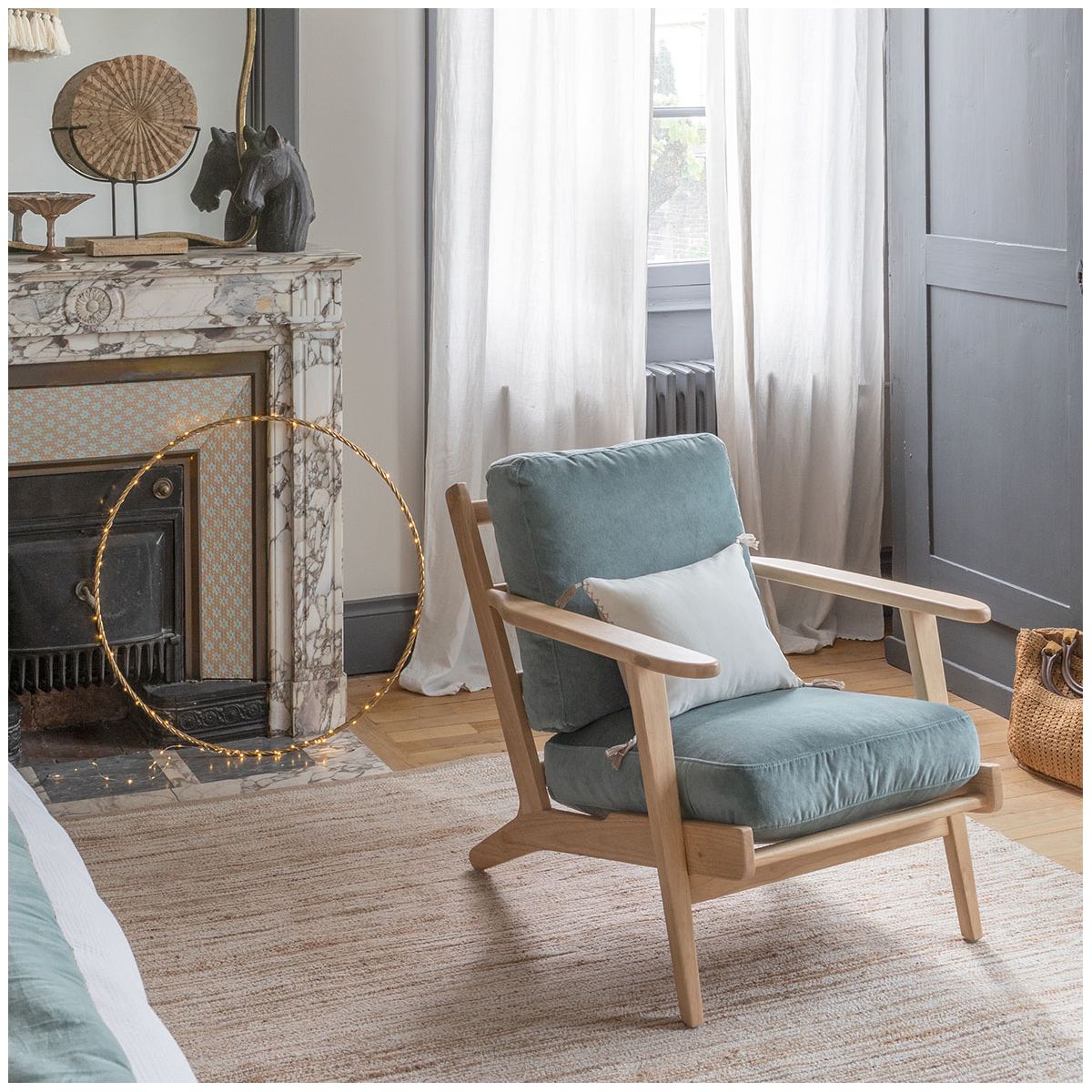 Mattéo cotton velvet cushion cover BLANC D'IVOIRE White