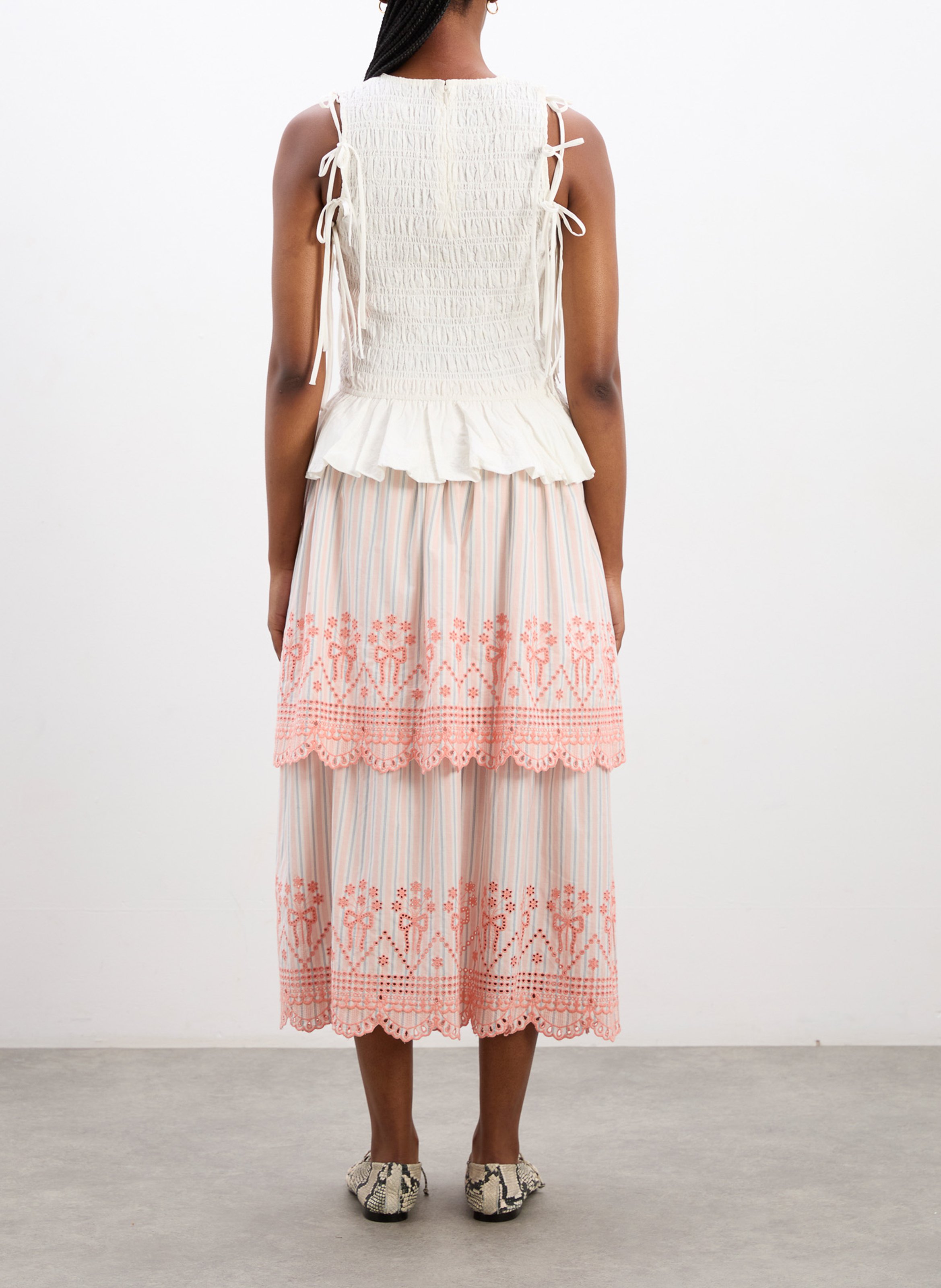 Midi-Rock mit gestreiften Stickereien DAMSON MADDER Orange