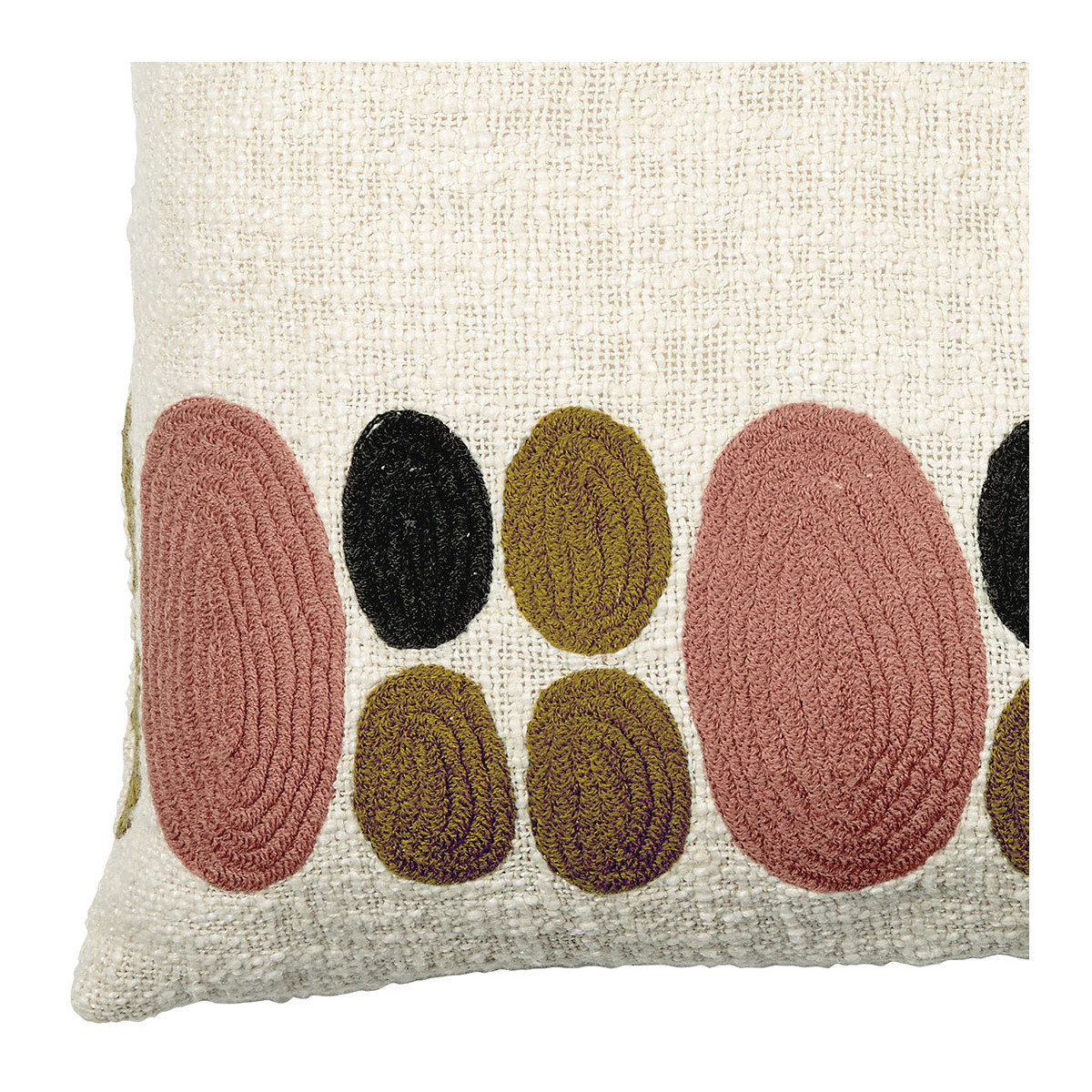 Embroidered polycotton cushion cover BLANC D'IVOIRE Multicolored