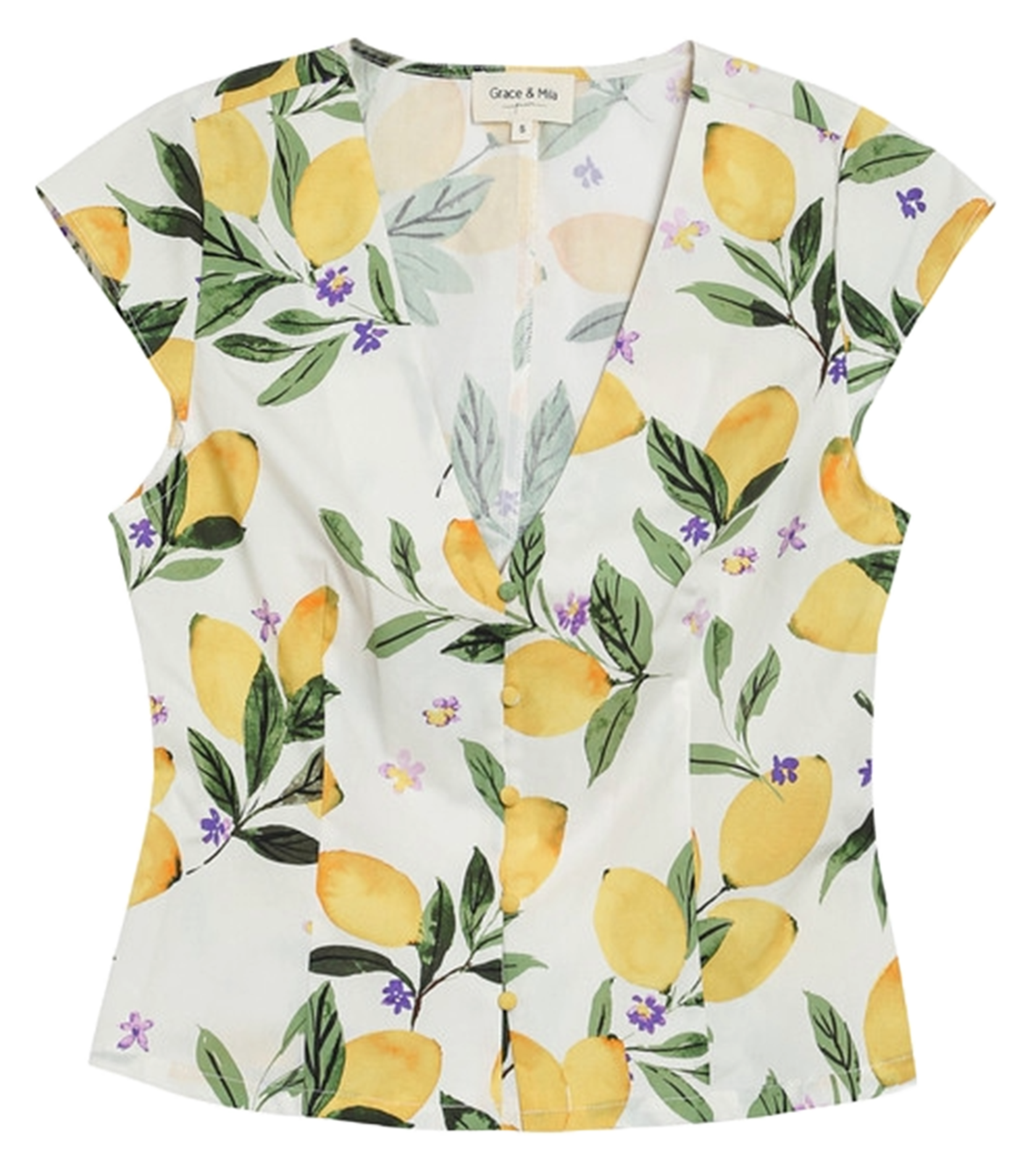 Top col V en coton GRACE ET MILA Blanc