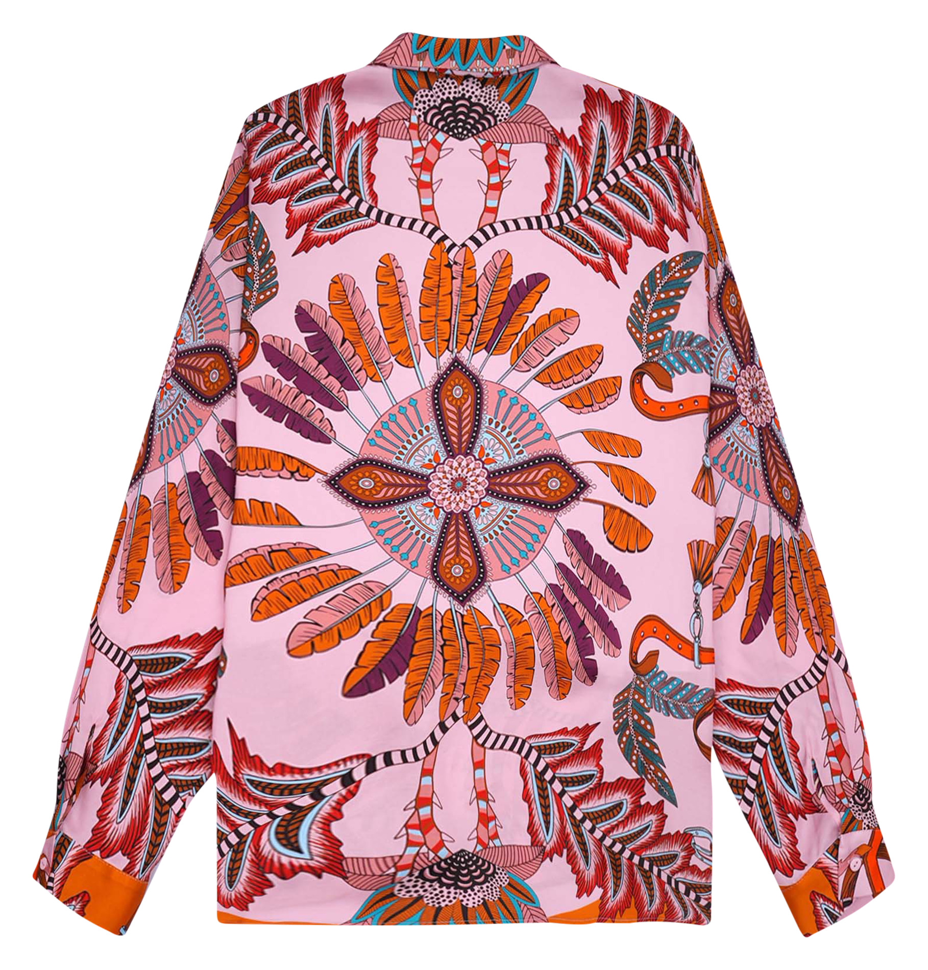 Straight printed shirt with classic collar WILD Pink