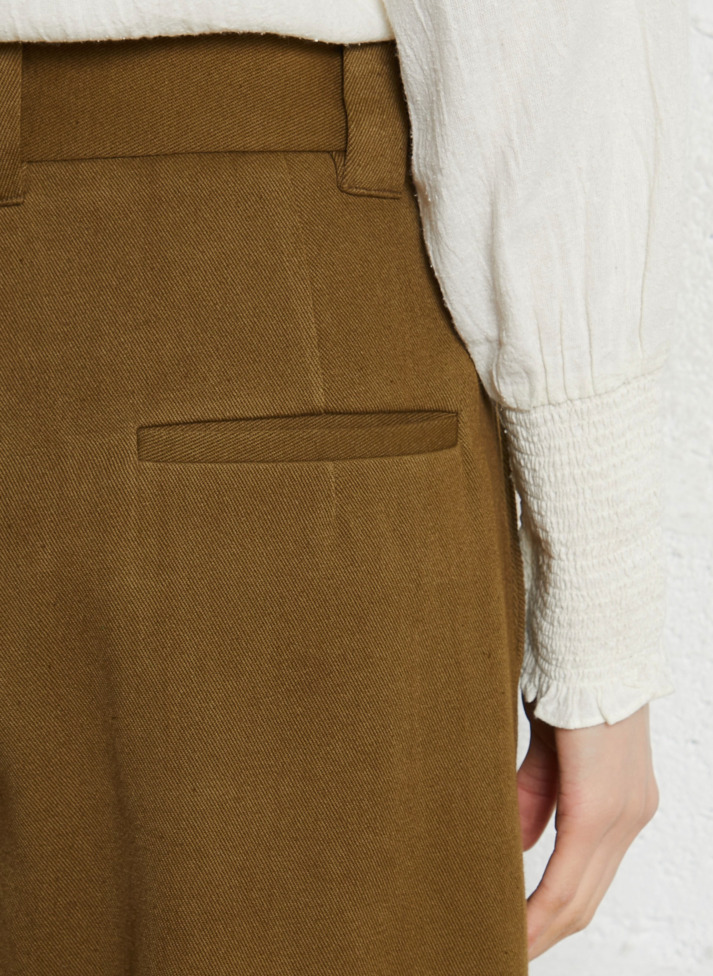 Pantalon large à pinces taille haute V DE VINSTER Kaki