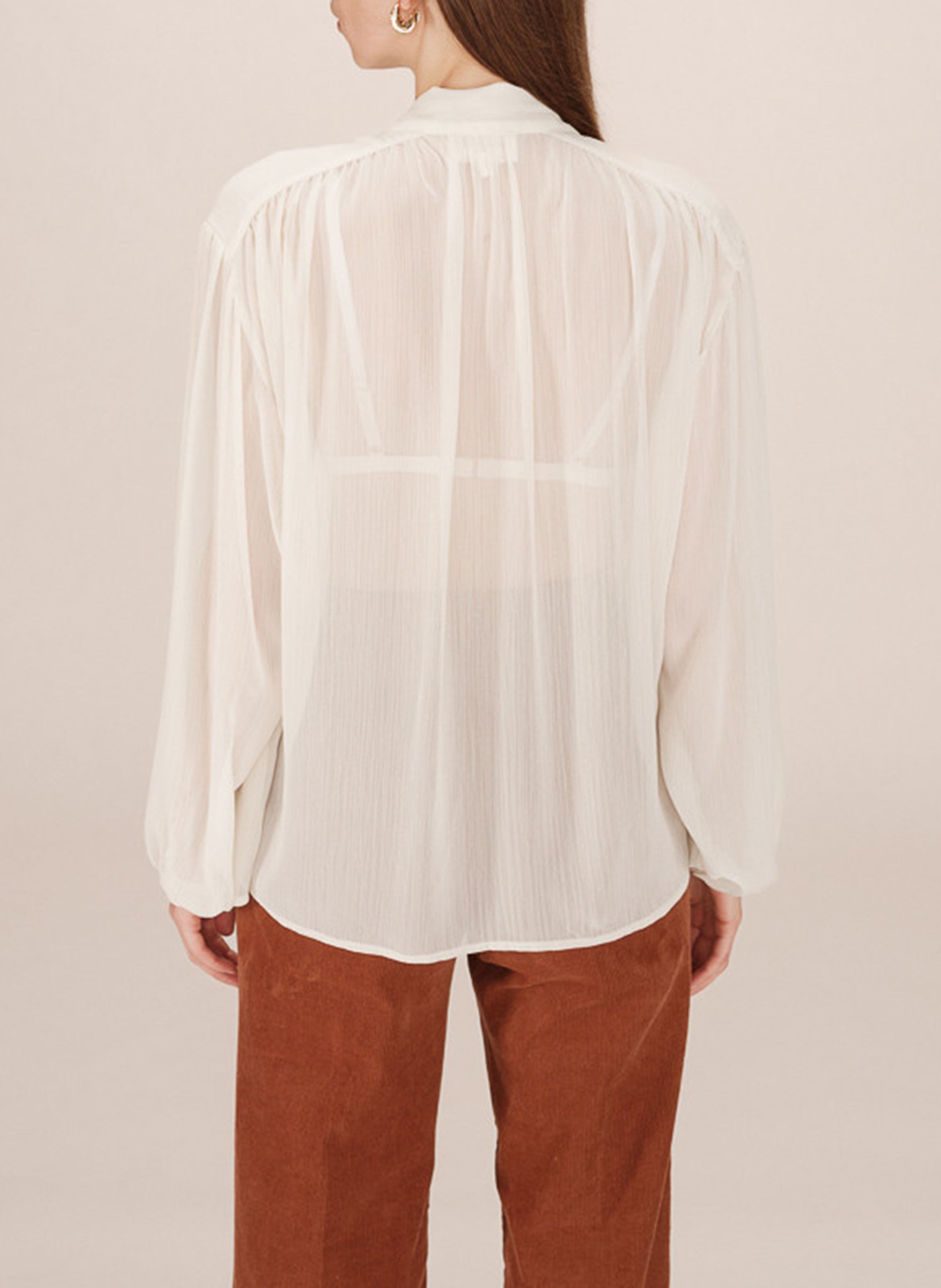 Blouse à col lavallière  GRACE ET MILA Blanc