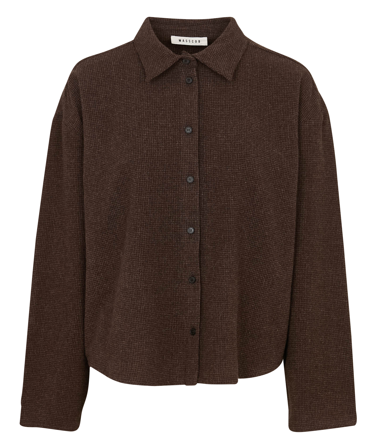 Chemise oversize col classique à carreaux en laine mélangée MASSCOB Marron