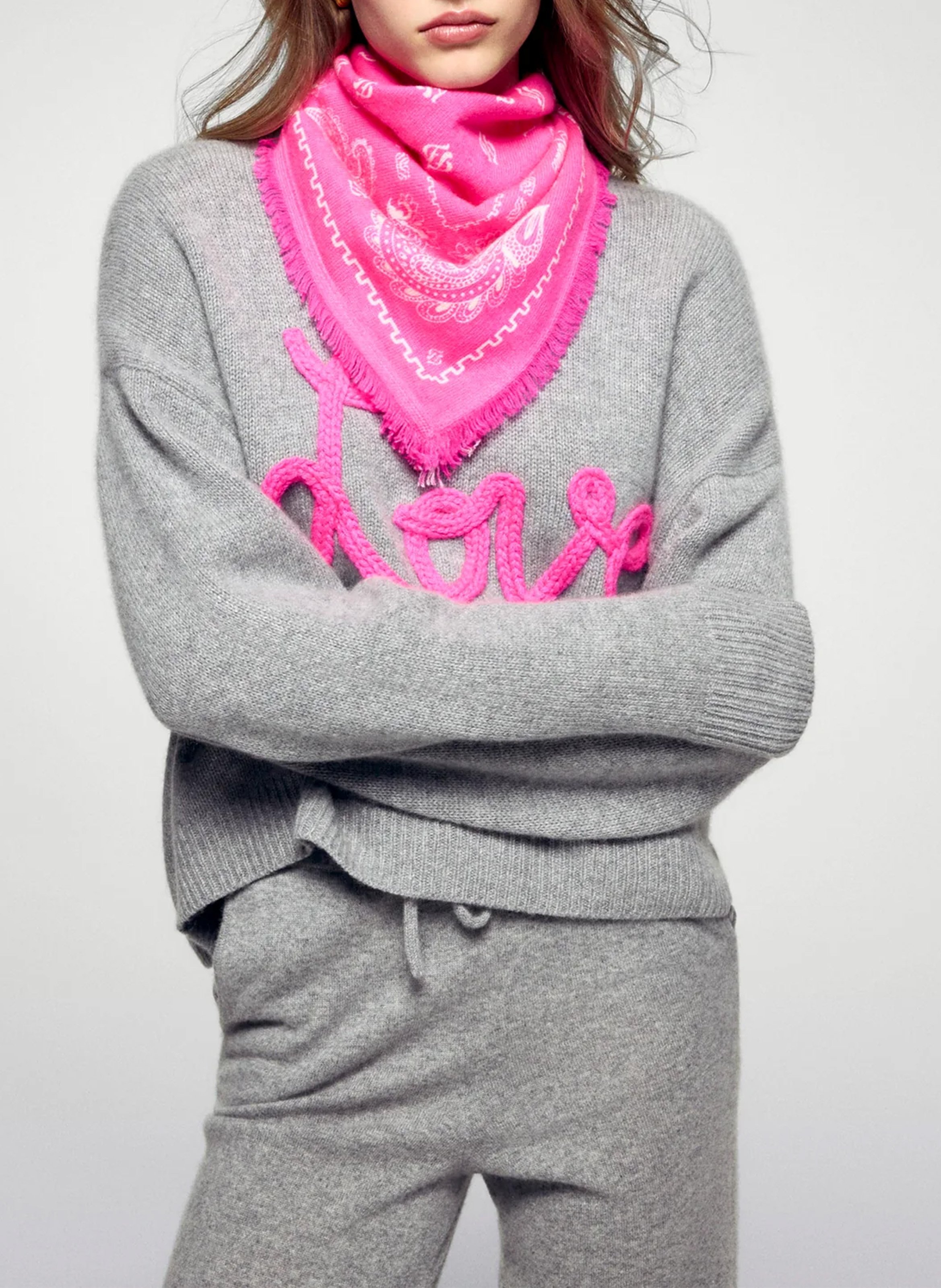 Printed cashmere floaty scarf FROM FUTURE Pink