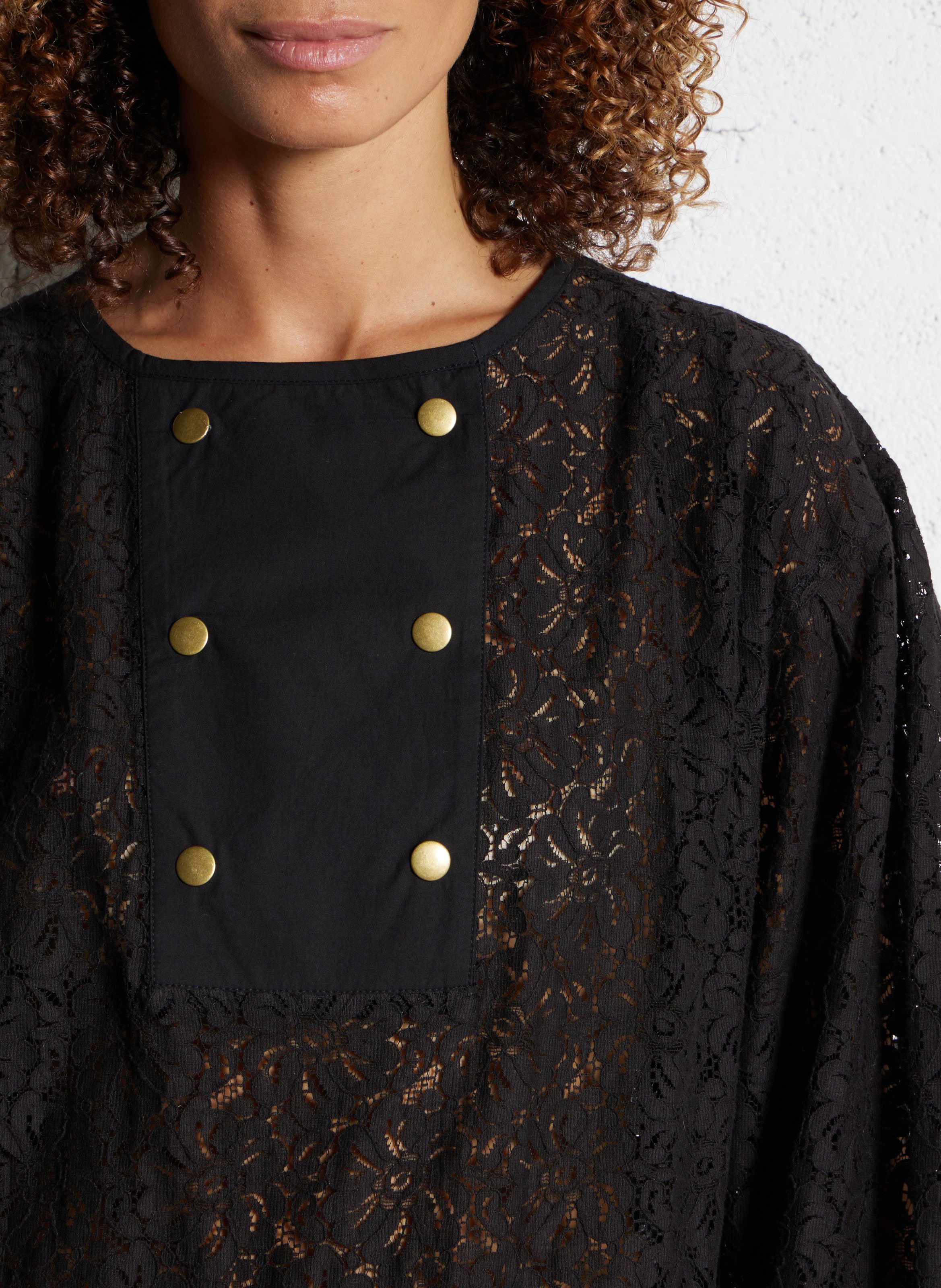 Kanten blouse met ronde hals LEON & HARPER Zwart