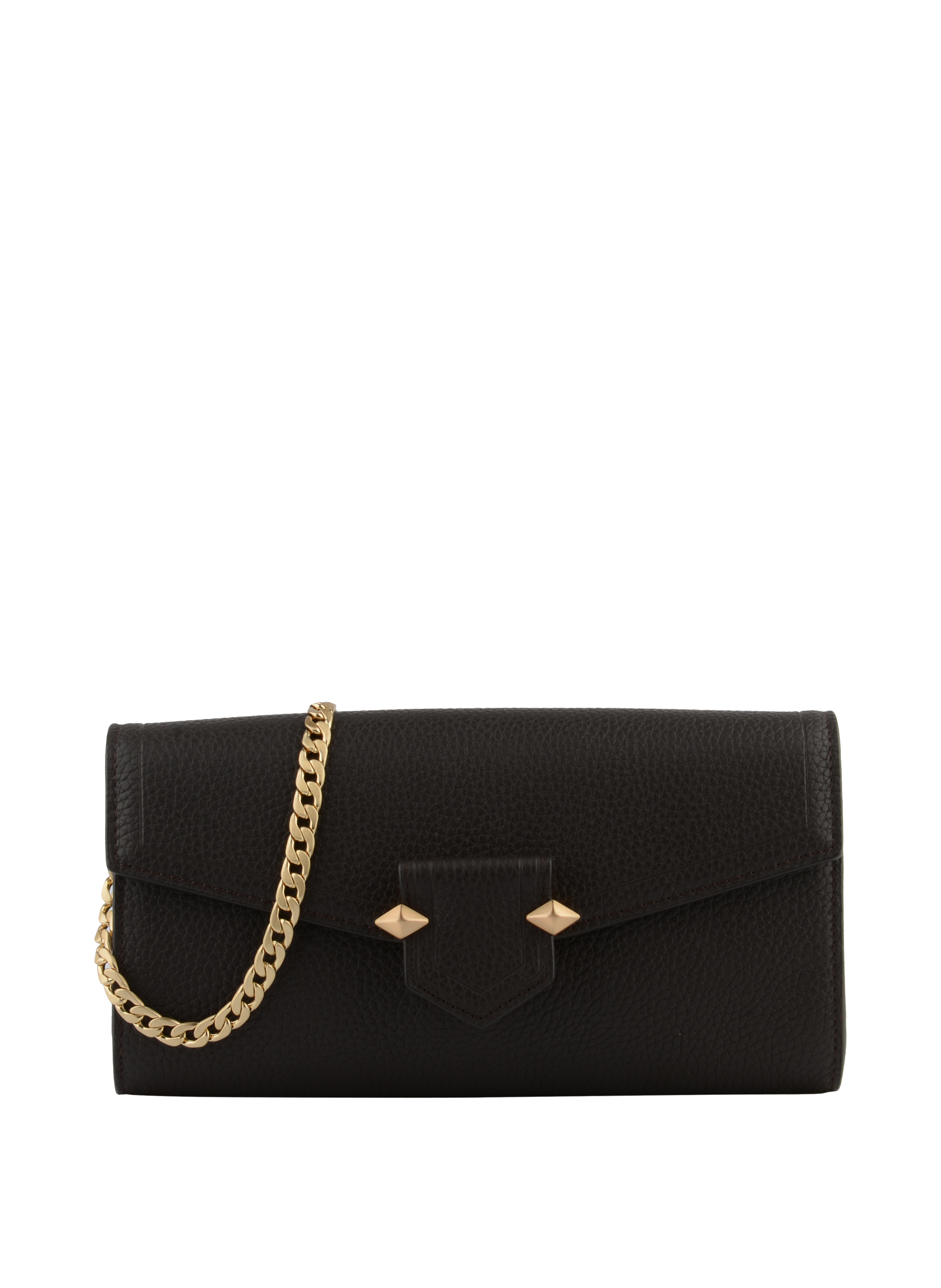 Clutch - cowhide leather POURCHET Brown