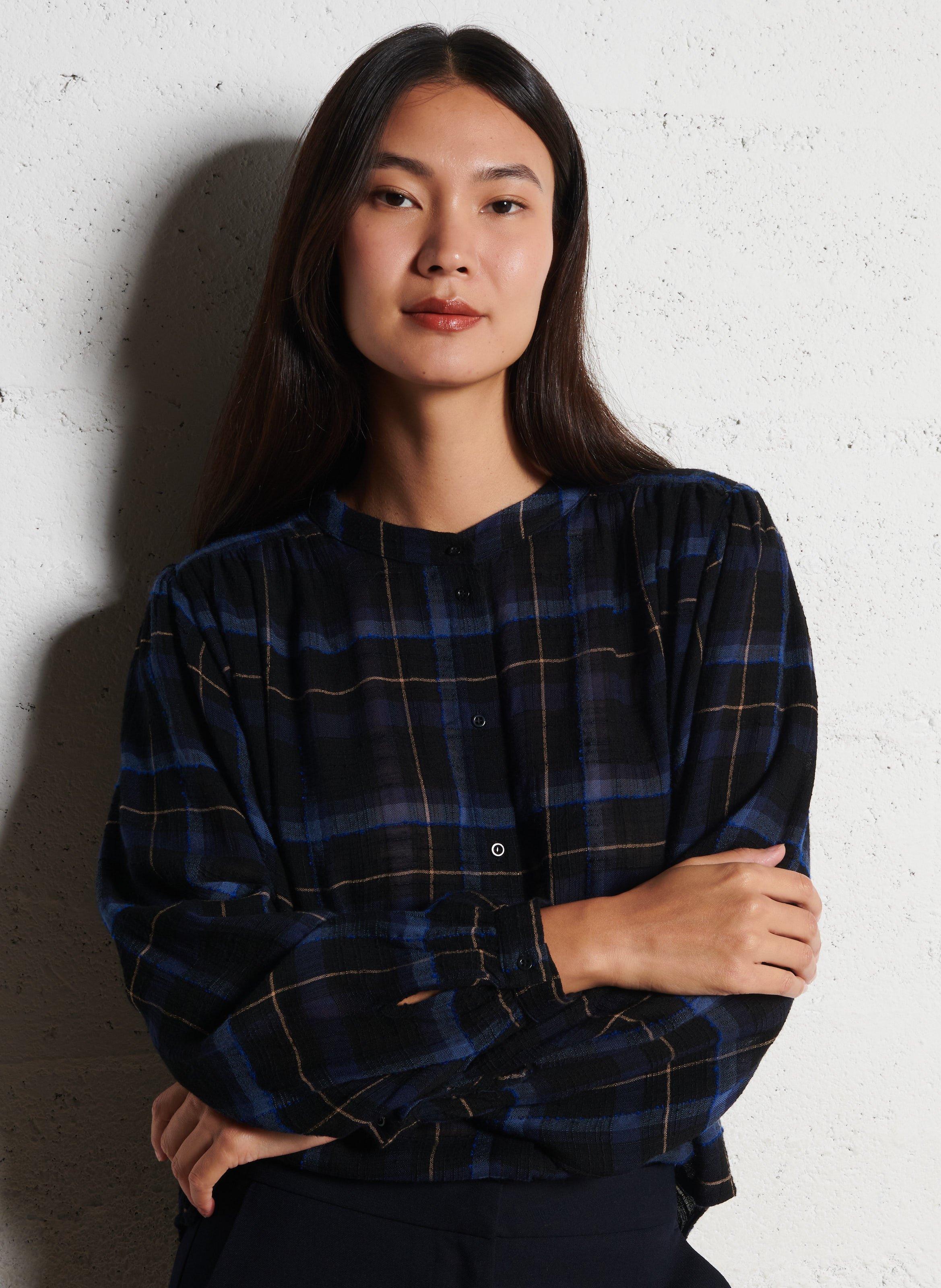 Blouse oversize col rond imprimé SACRECOEUR Bleu