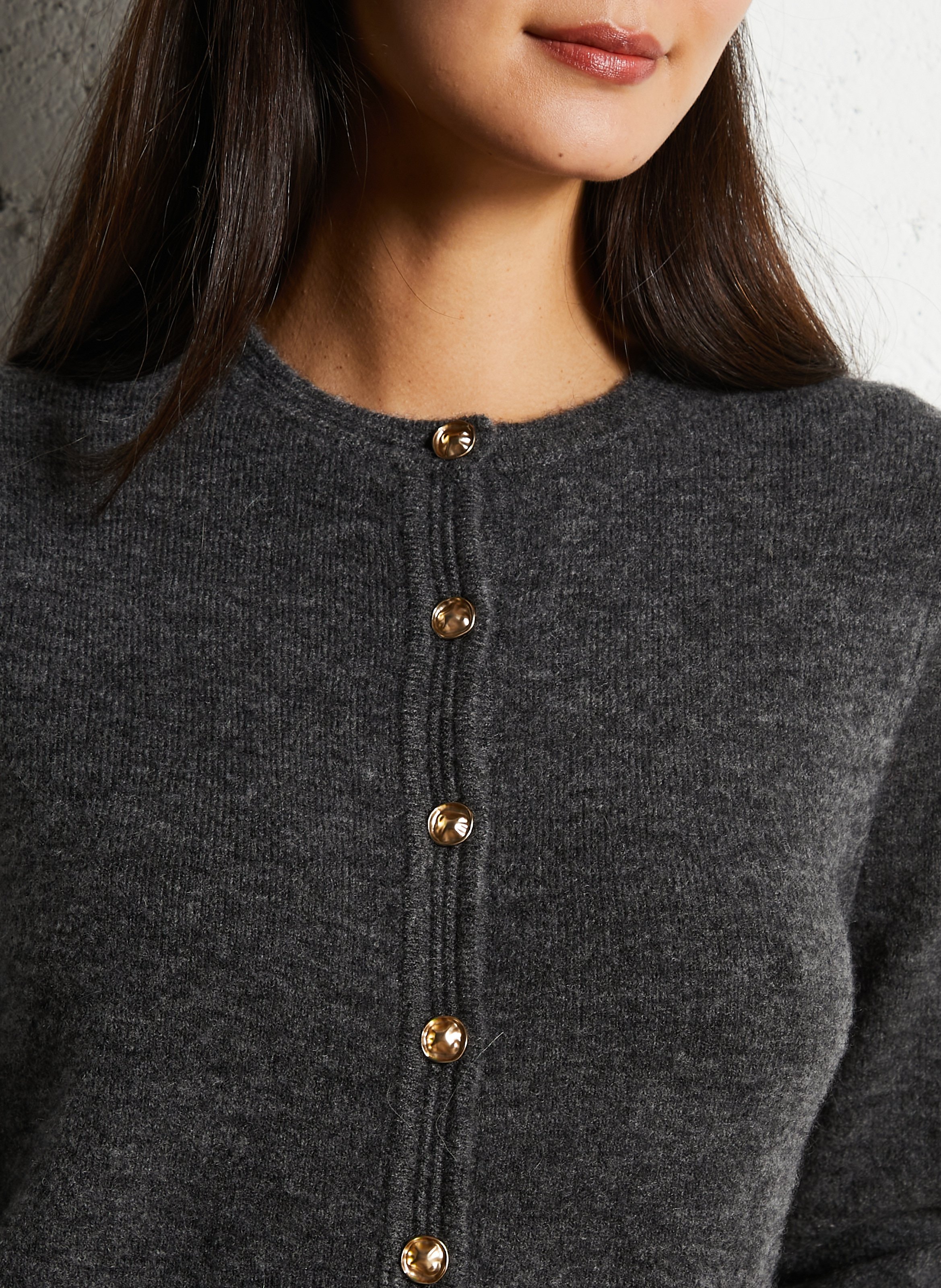 Oversized round neck wool blend vest PETITE MENDIGOTE Black