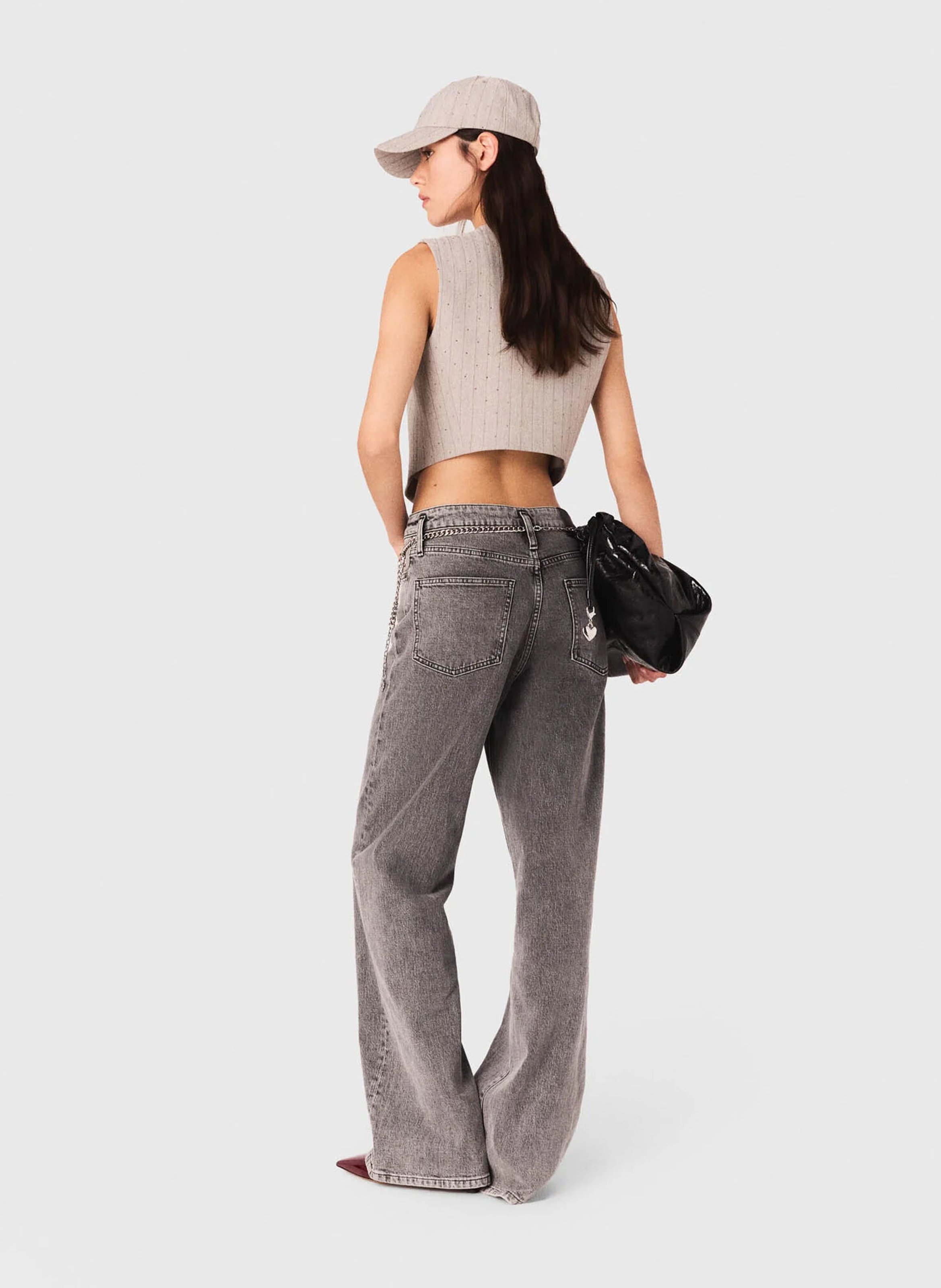 Aansluitend gestreept vest MAJE Grijs