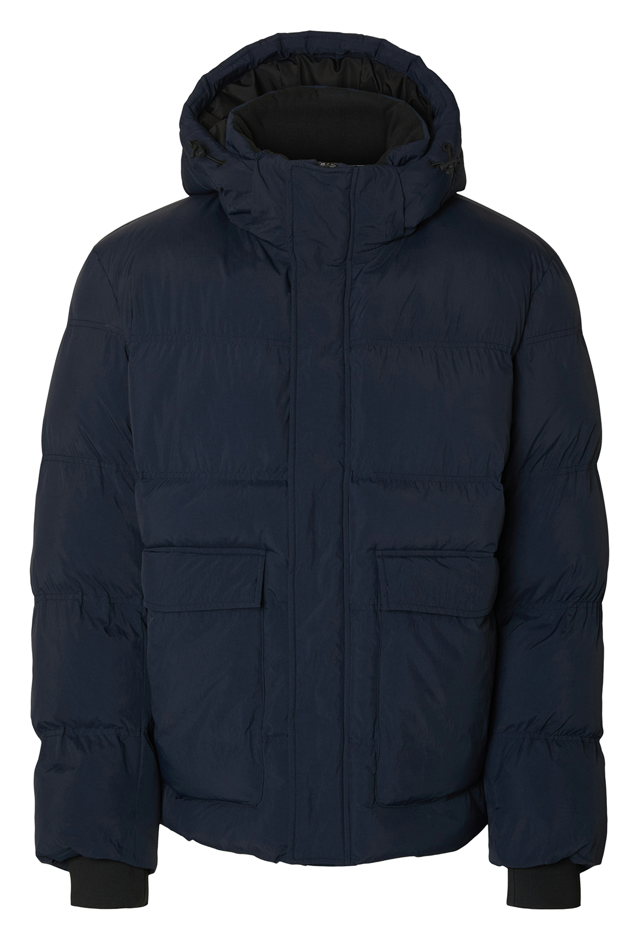 Doudoune droite col montant en fibres recyclées SELECTED Bleu