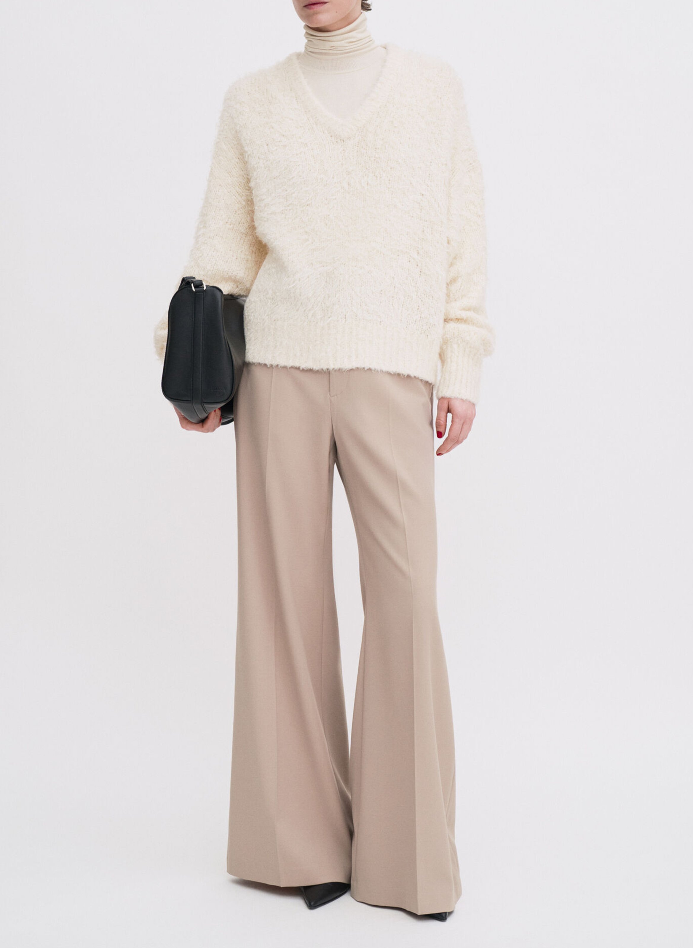 Oversized zijden V-hals trui FILIPPA K Wit