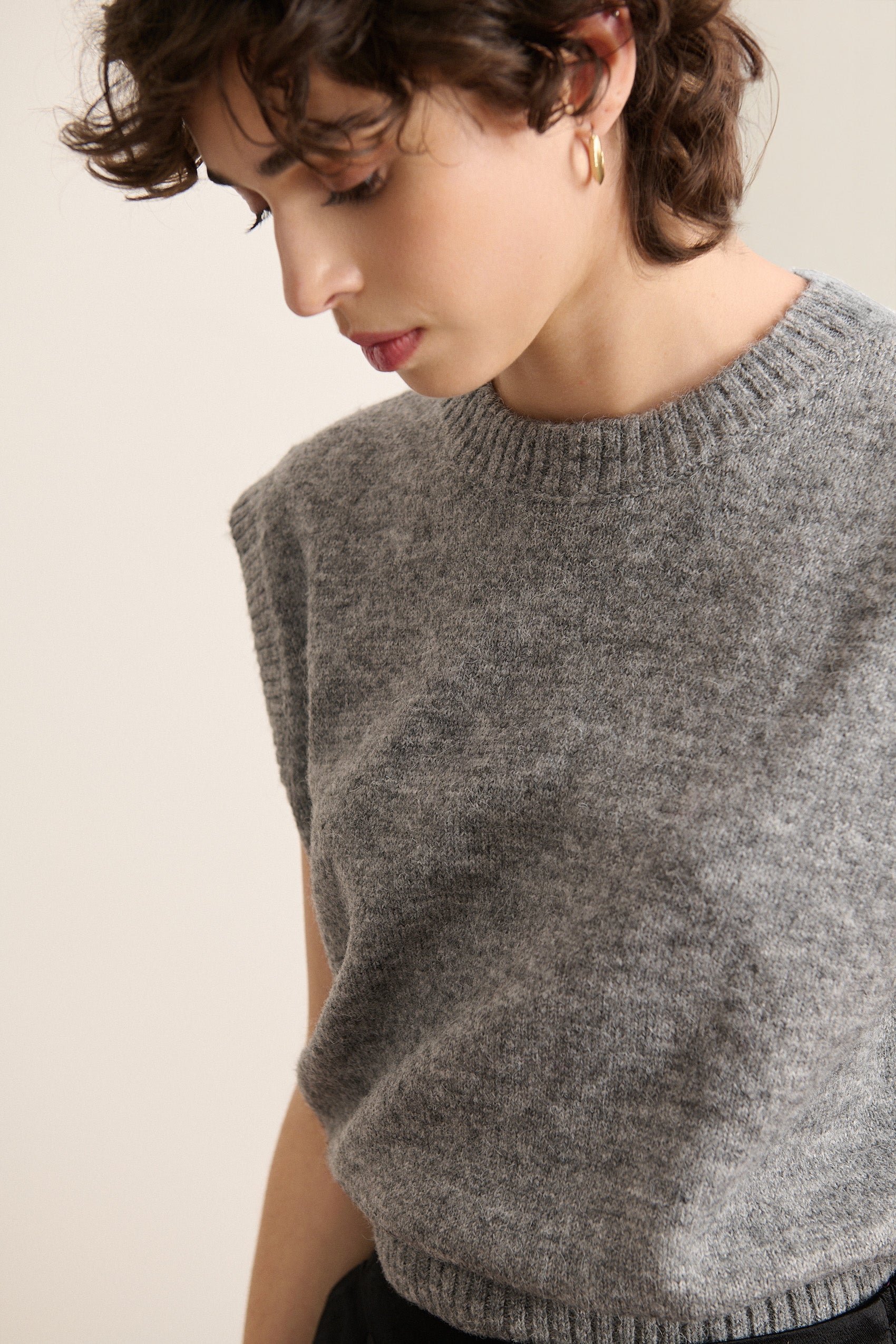 Round neck sleeveless sweater GARANCE PARIS Grey