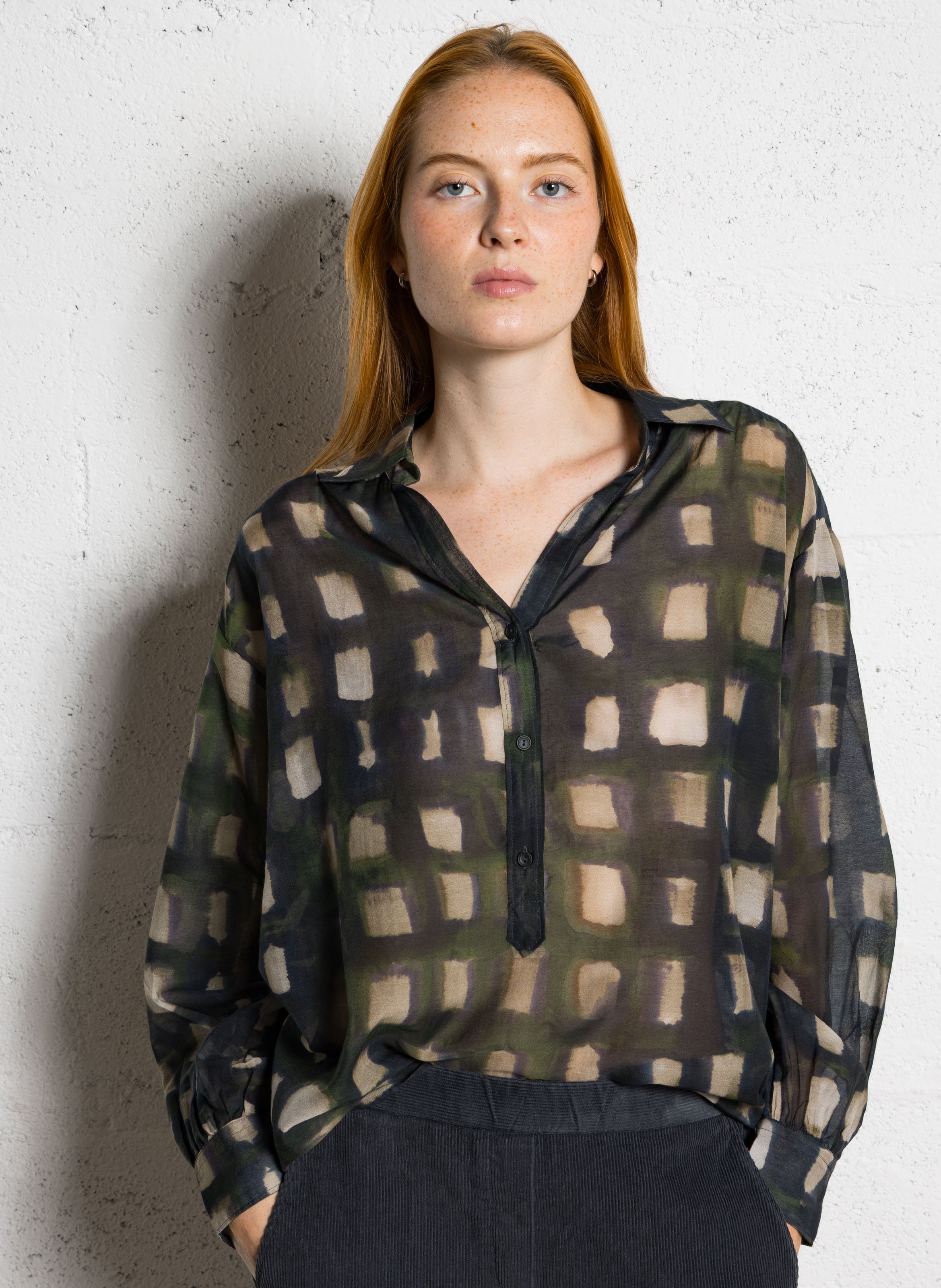 Blouse oversize en coton mélangé DIEGA Beige