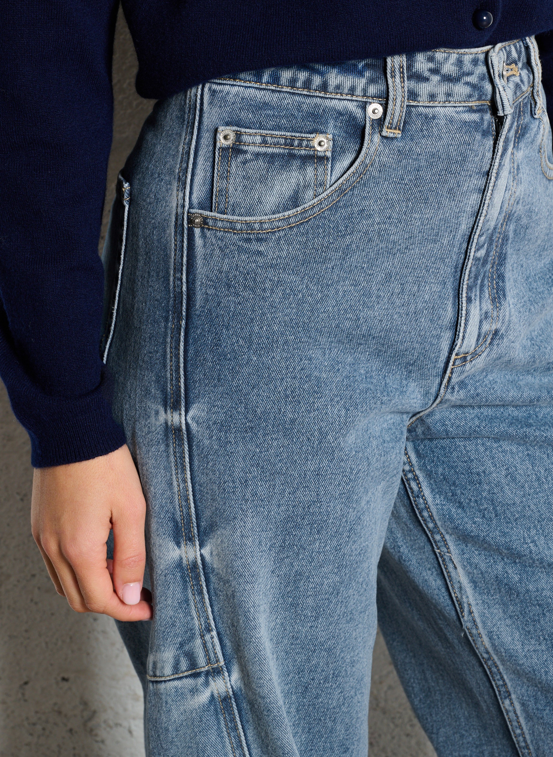 Jean droit large en coton mélangé BERENICE Bleu