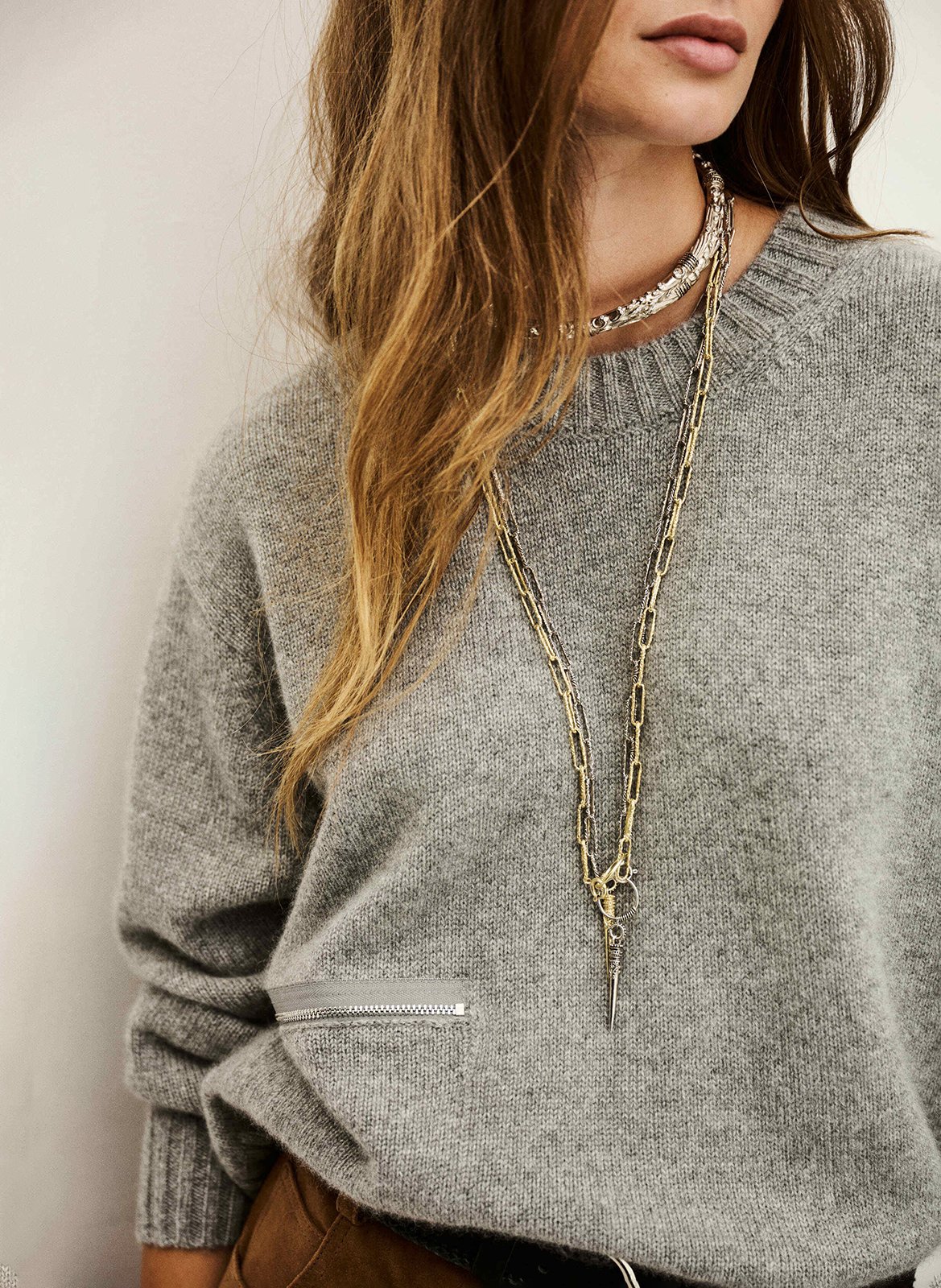 Pull oversize col rond en cachemire BA&SH Noir