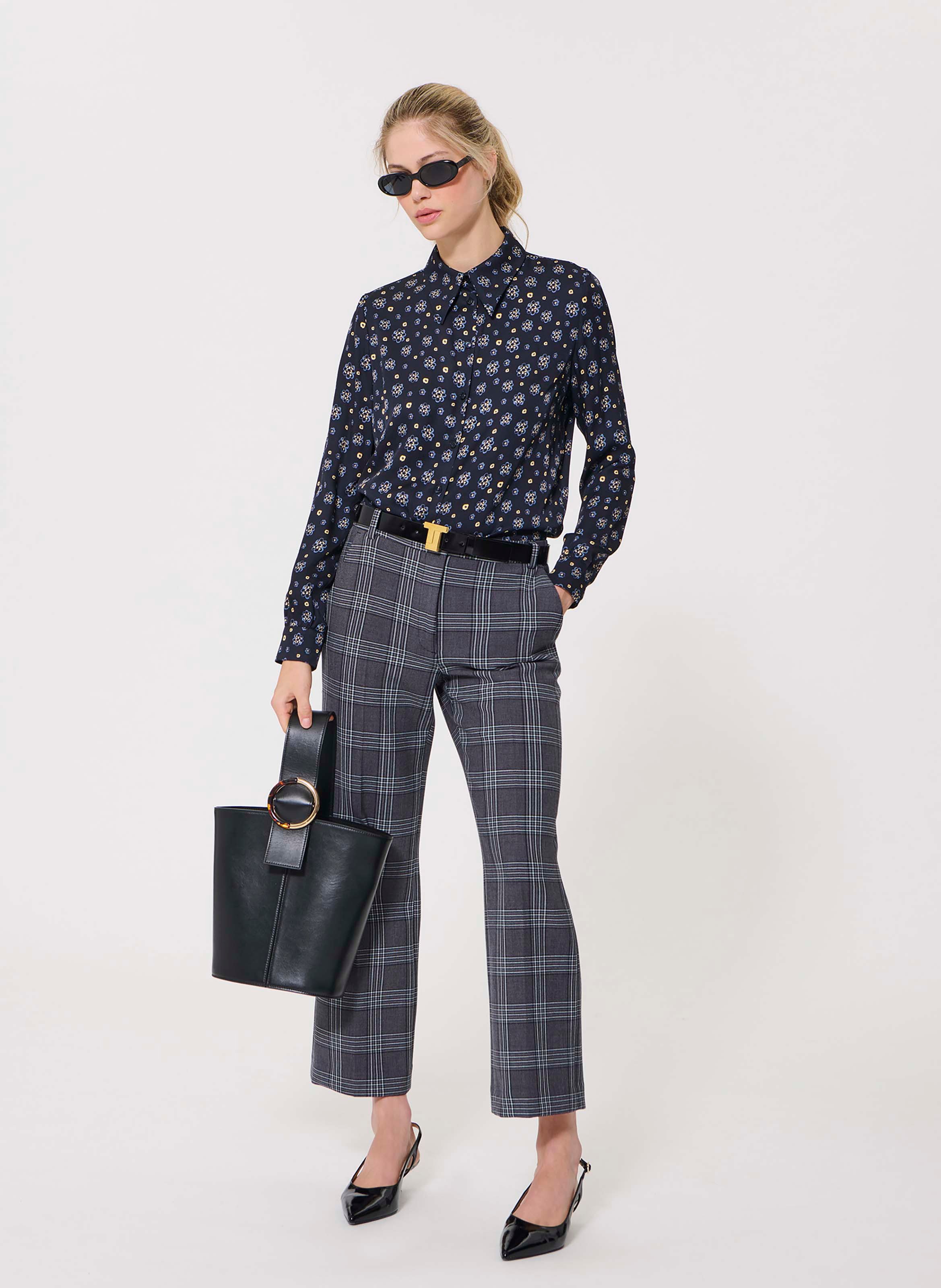 Chemise droite col classique imprimée TARA JARMON Bleu