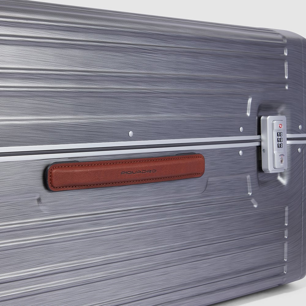 Trunk format 4-wheeled trolley suitcase with TSA lock PIQUADRO Black